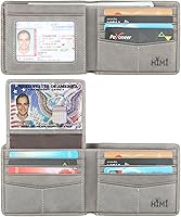 Vista 22 de HIMI - Cartera elegante de cuero auténtico para hombre, con bloqueo de interferencia de radiofrecuencia (RFID), con 2 ventanas para identificación