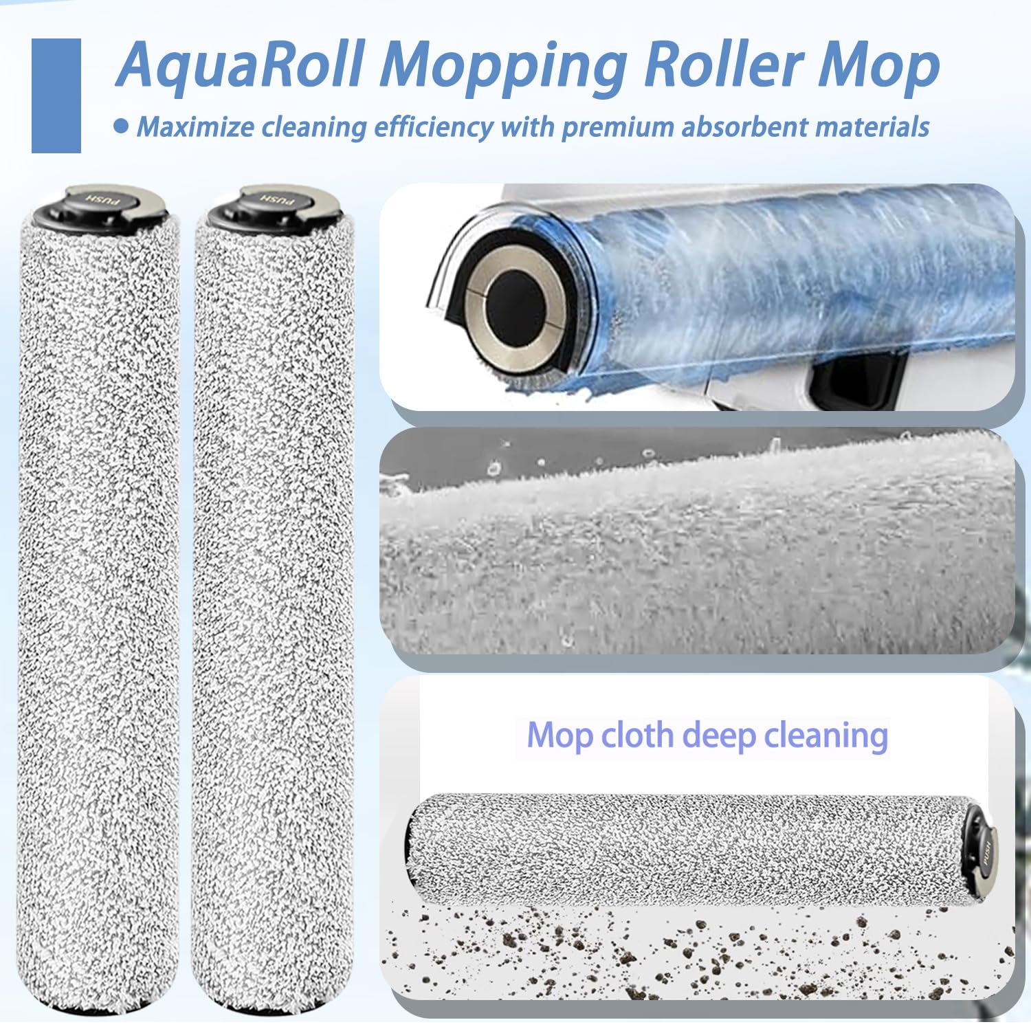 Aqua10 Ultra Ersatzzubehör-Set Kompatibel mit Dreame Aqua10 Ultra Roller Roboter-Staubsauger-Teile 2 Hauptbürsten 4 Rollen-Mop-Tuch 6 HEPA-Filter 6 Seitenbürsten 6 Staubbeutel
