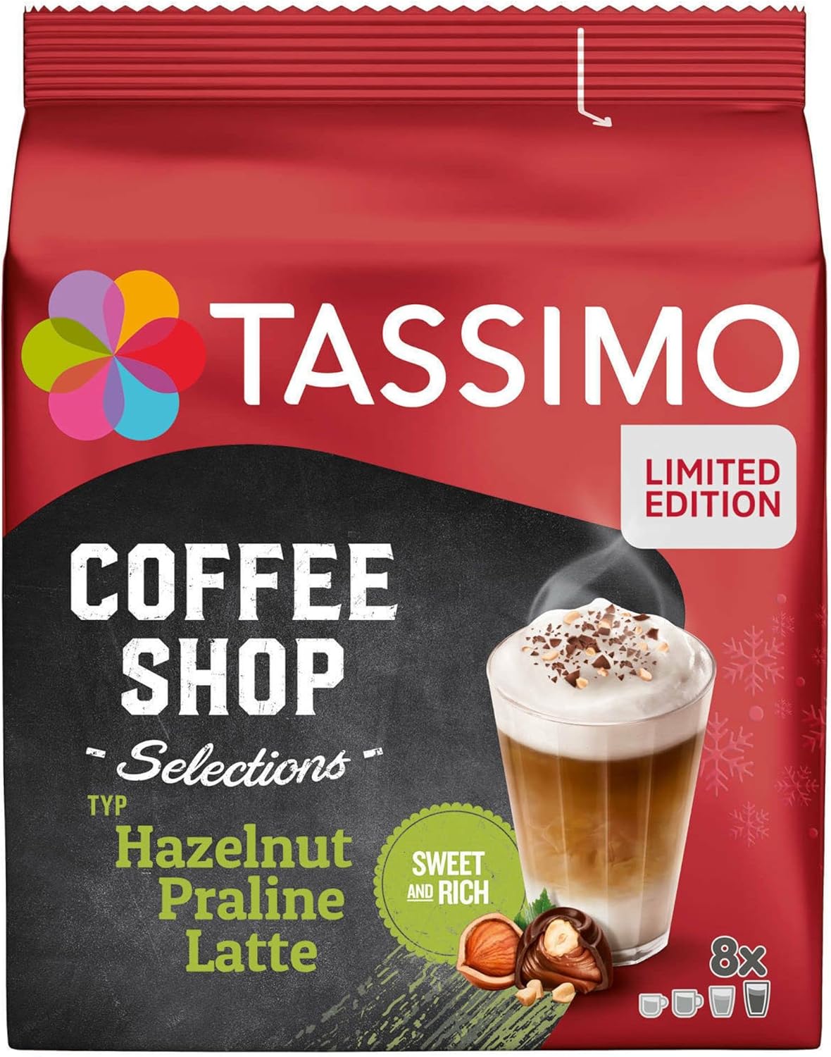 Tassimo Coffee Shop Hazelnut Praline Latte Pods (1 Pack, 8 Servings) Amazon.co.uk Grocery