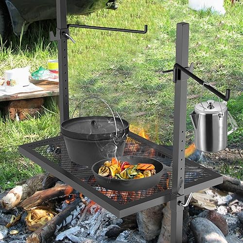 Miniatura 12 de Onlyfire Sistema de parrilla ajustable para acampar al aire libre y kit de asador con motor de CC portátil de 3 V y varilla hexagonal de 29 pulgadas