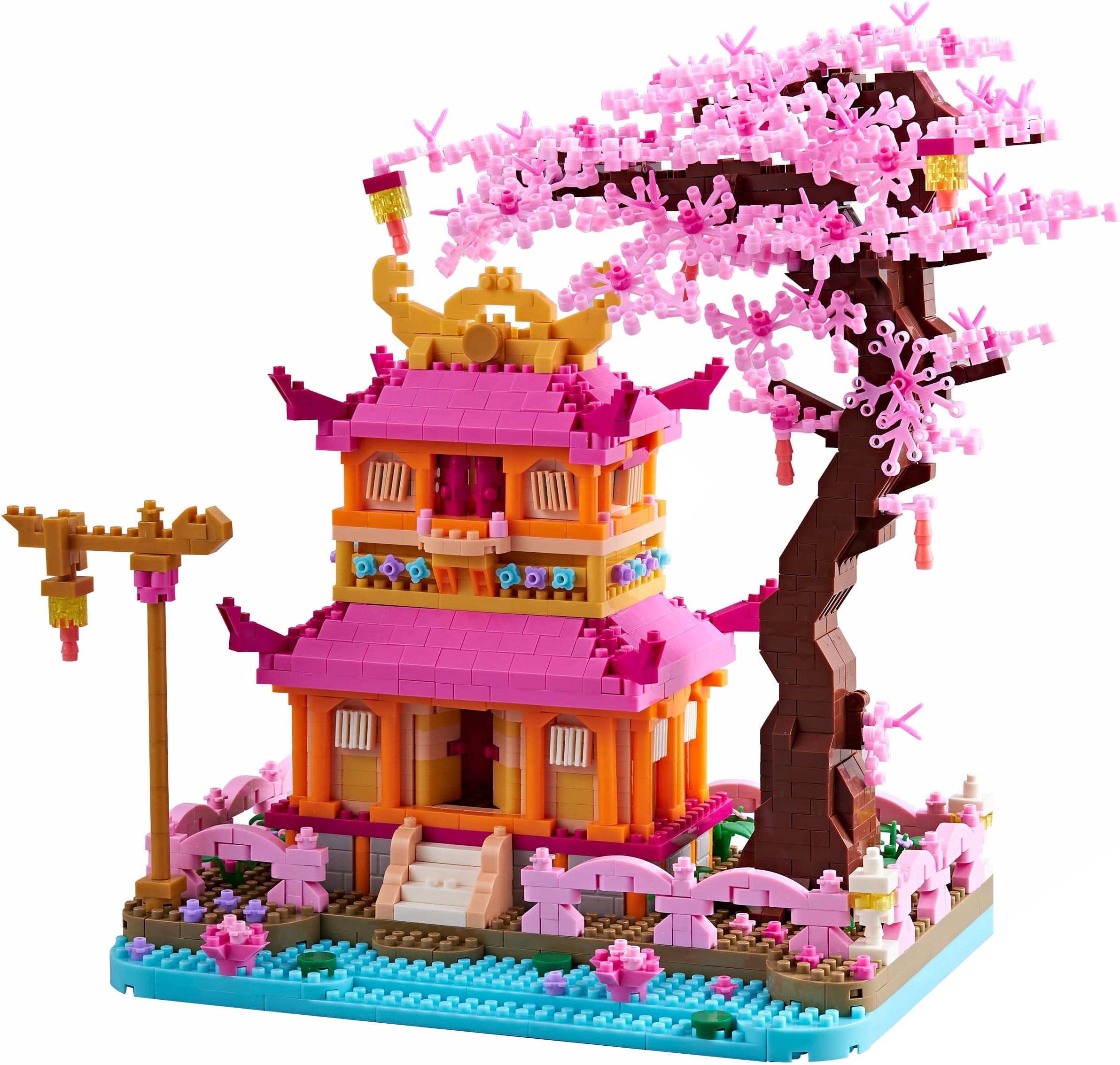 Cherry Blossom Tree House Micro Building Adults Set Japanese Treehouse Model Kit, Architecture Decorative Creative Toy Present for Girls Age of 14+ 1810 Pieces