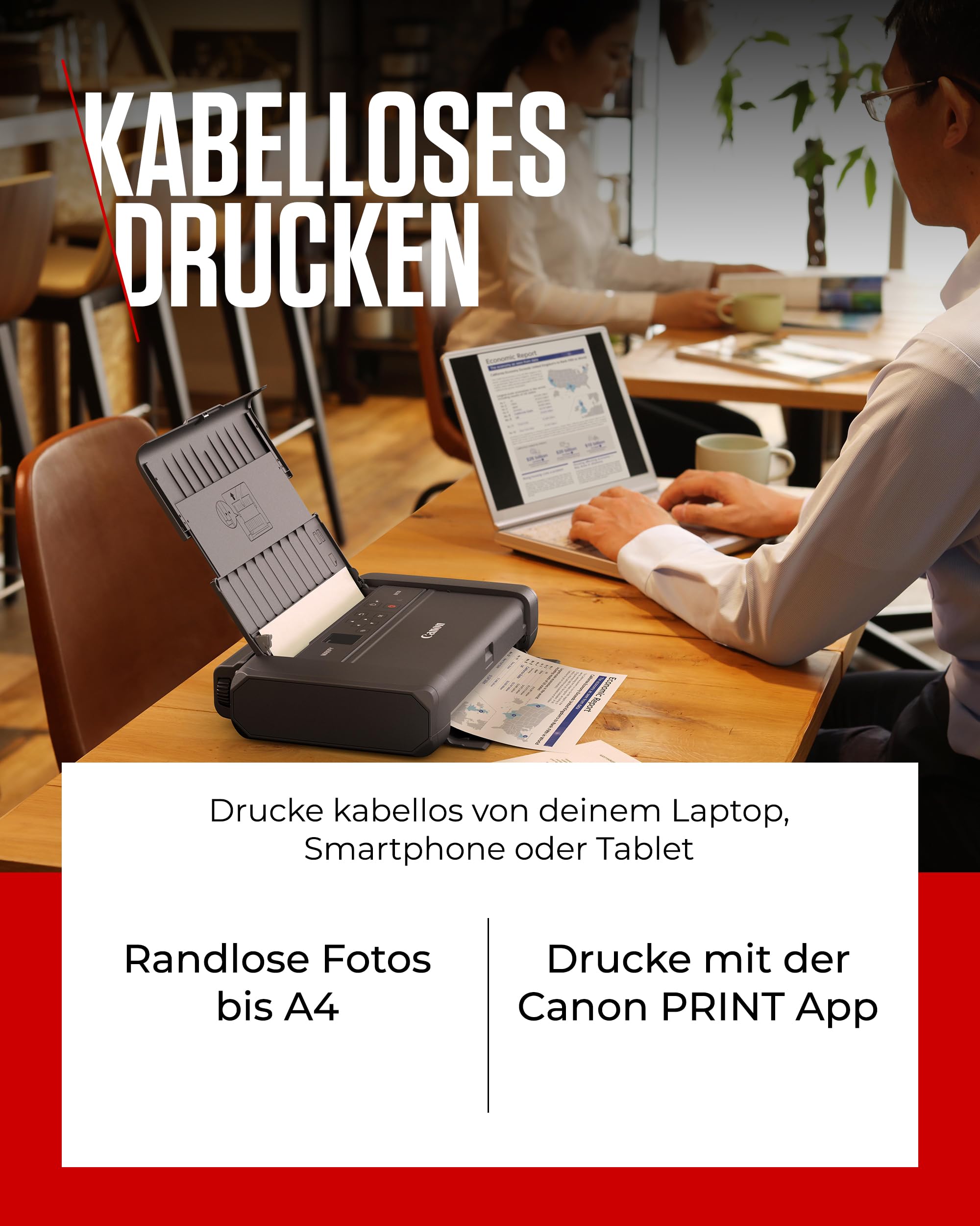 Canon MAXIFY BX110 Mobiler Drucker WLAN-Drucker mit wiederaufladbarem Akku A4
