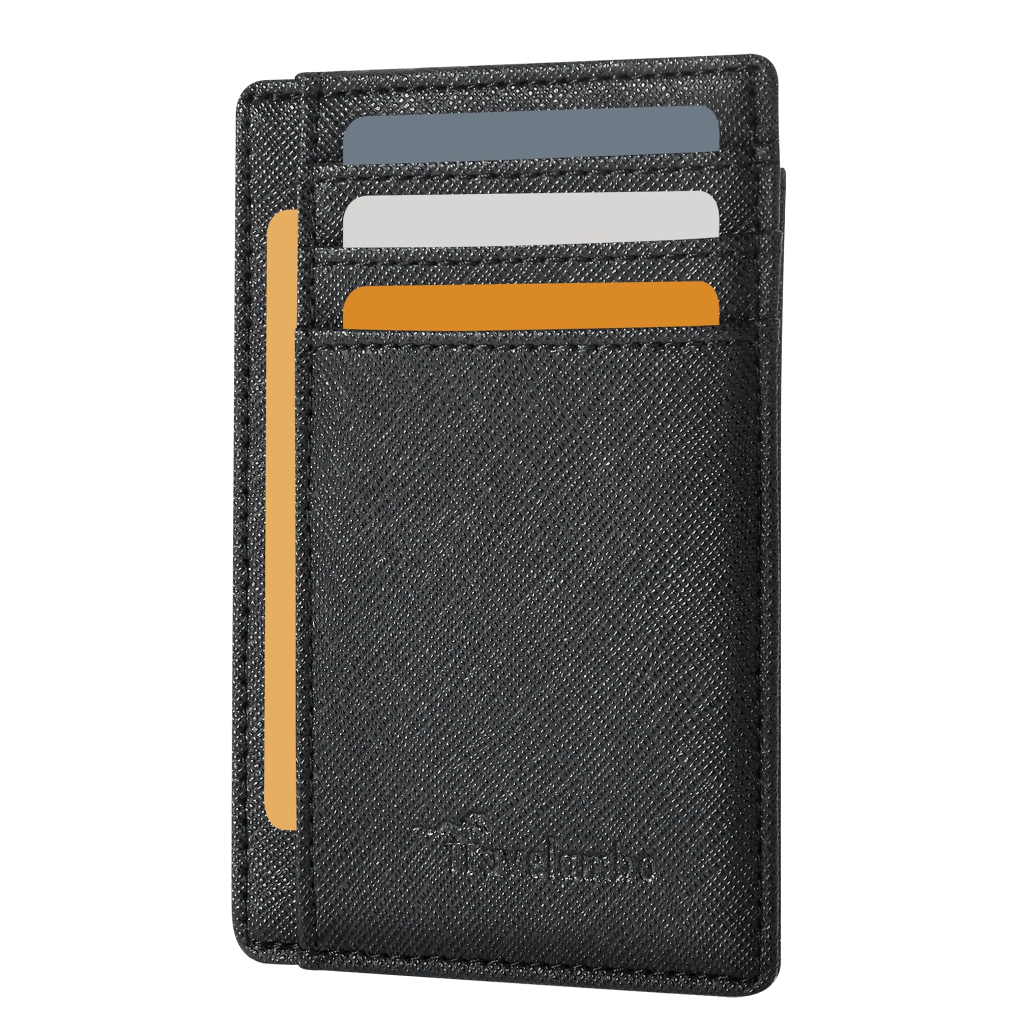 TravelamboFront Pocket Minimalist Leather Slim Wallet RFID Blocking Medium Size