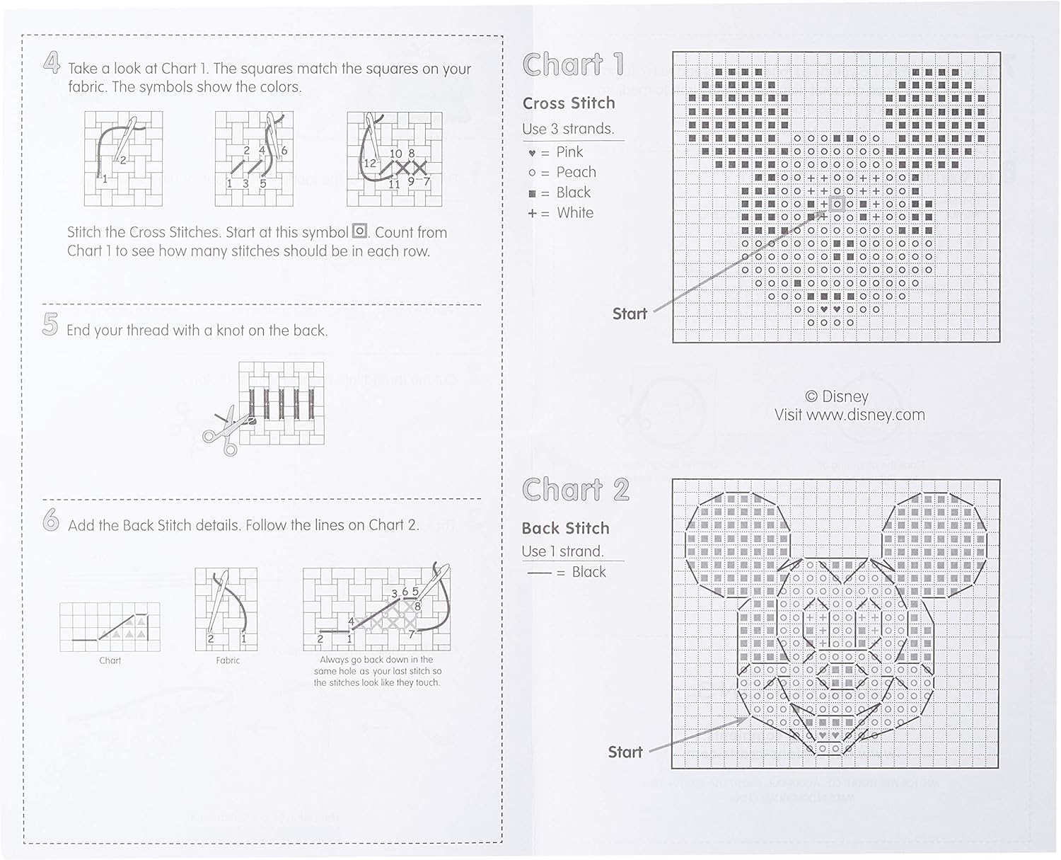 Dimensions Disney Mickey Mouse Counted Cross Stitch Kit for Beginners, 11 Count White Aida, 3''D