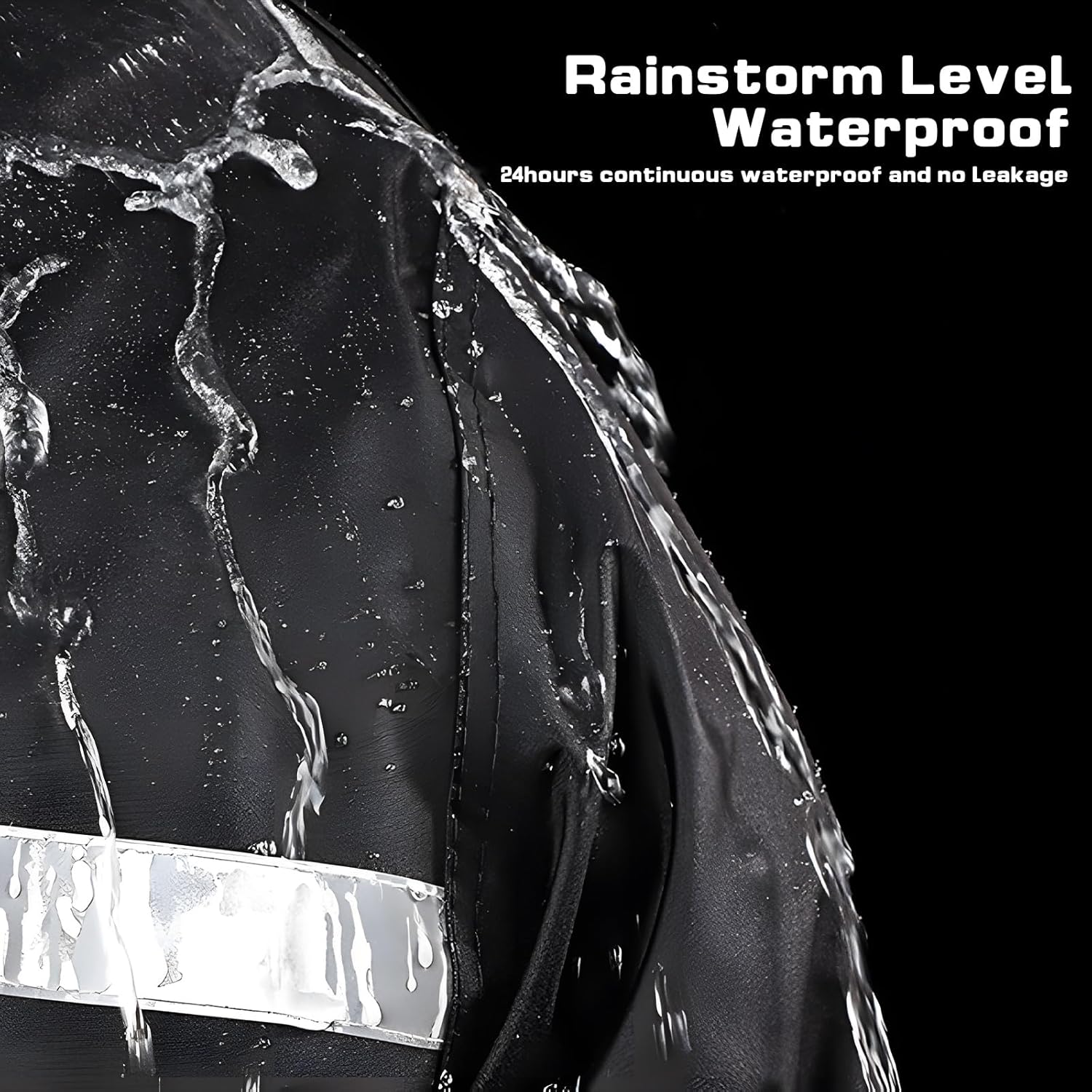 Custom Men's Long Hooded Rain Jacket Safety Reflective Raincoat Waterproof Lightweight Rain Coat