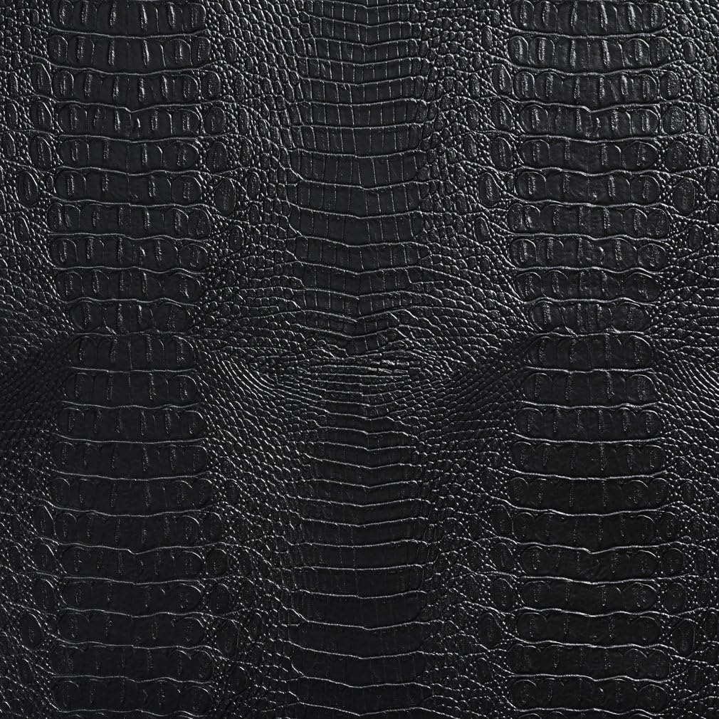 Matte Black Embossed Alligator Upholstery Vinyl by The Yard - SKU: Jana Black