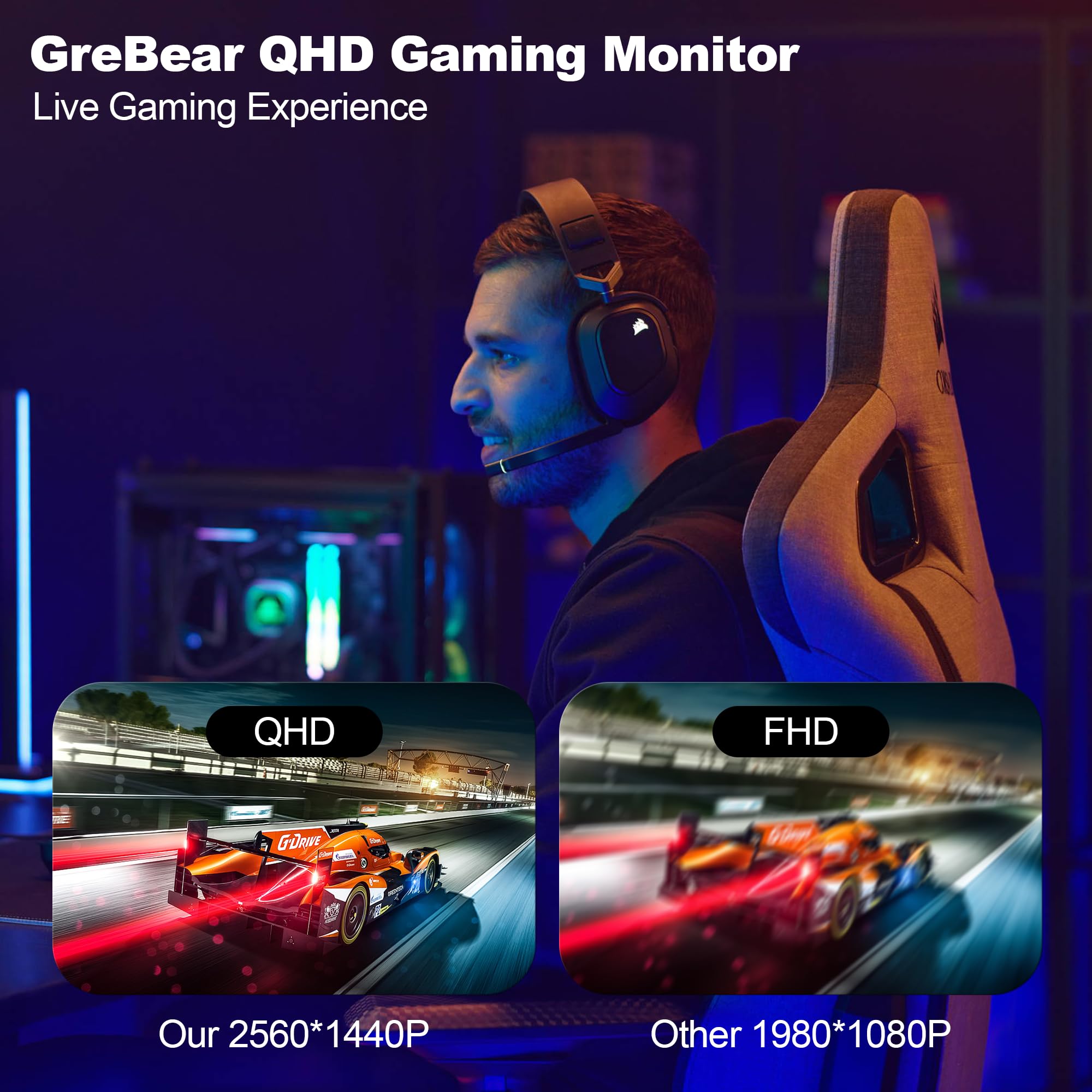 Amazon.co.jp: GreBear 27インチ 湾曲ゲーミングモニター 180HZ QHD 高