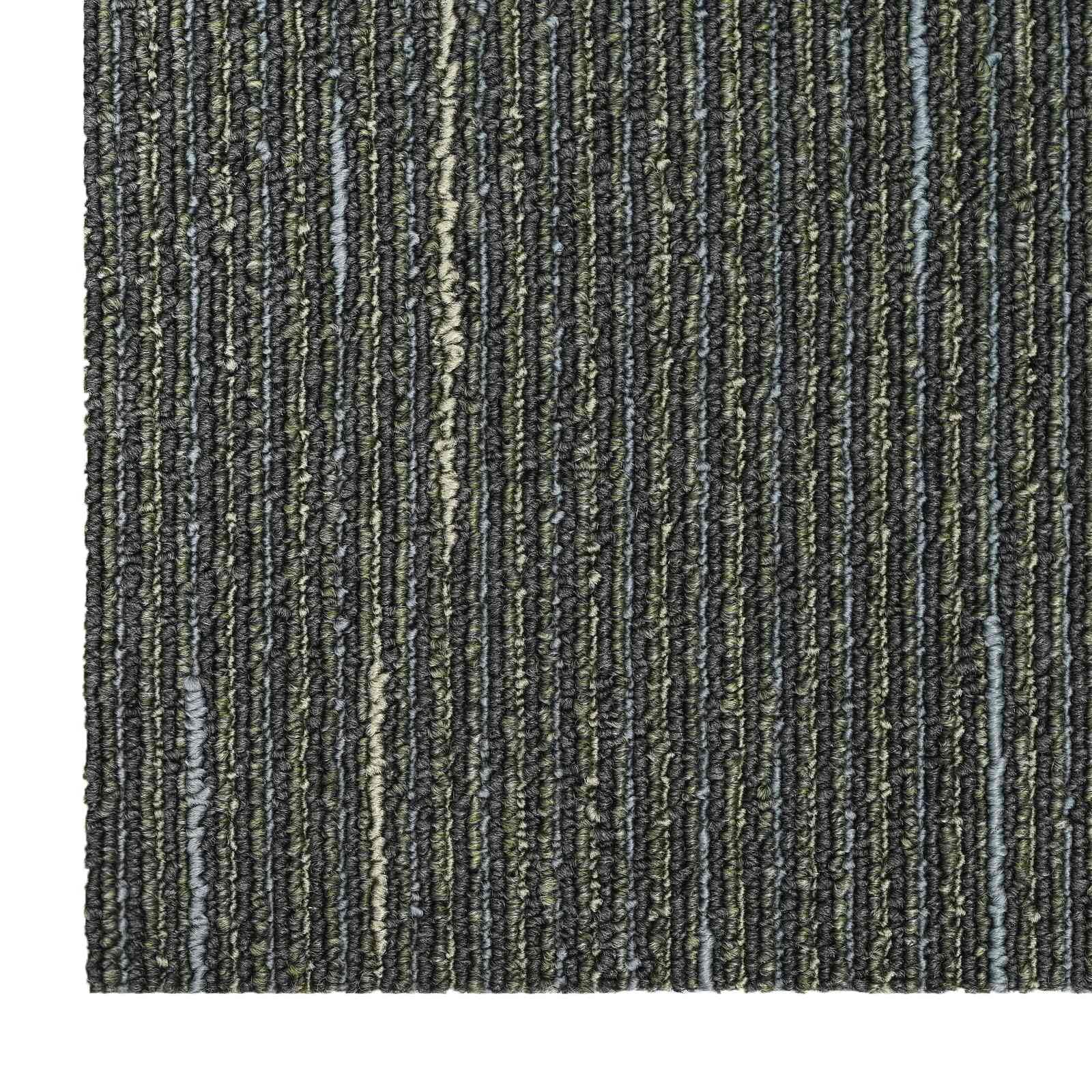Gestreifte Hellgrüne Teppichfliese 50x50 cm 4er Pack für Innenräume, Schalldämmung, Bodenbelag, einfache Reinigung, vielseitig geeignet für Wohnzimmer, Schlafzimmer, Flur, Büro, Renovierung