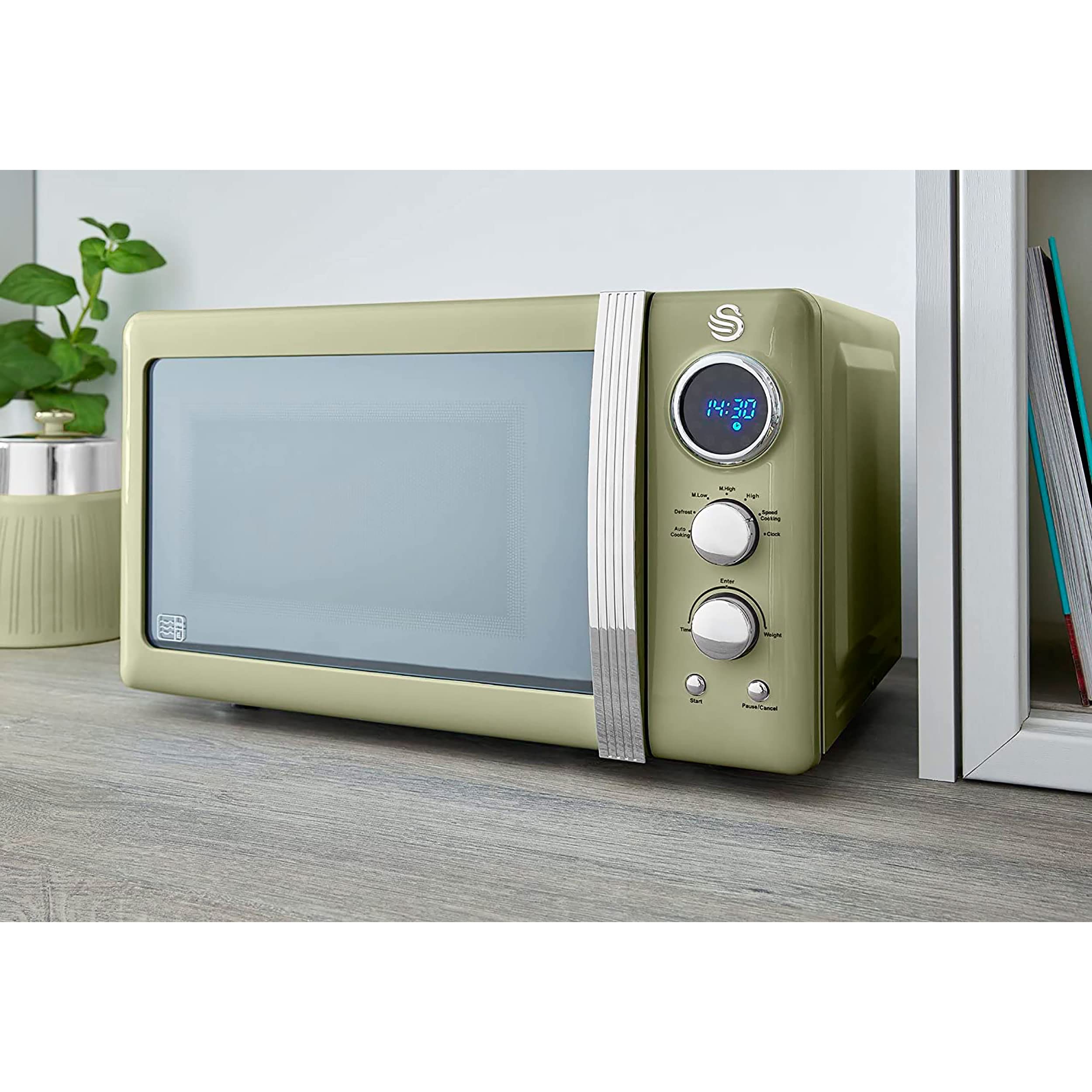 Swan Retro Digital Microwave Green, 20 L, 800 W, 3 Power Levels