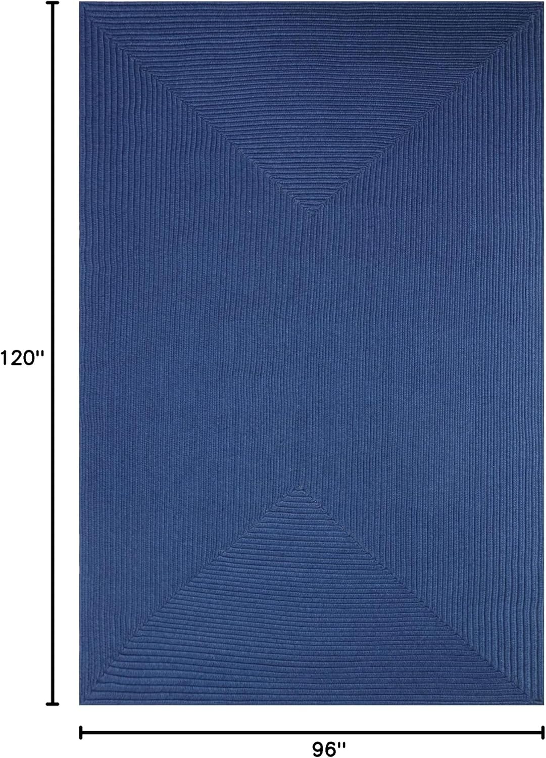Superior Indoor/Outdoor Area Rug, Reversible Braided Floor Decor for Living Room, Kitchen, Patio, Front Porch, Modern Boho Farmhouse Rugs, Hardwood, Bedroom Accessories, 8' x 10', Denim Blue