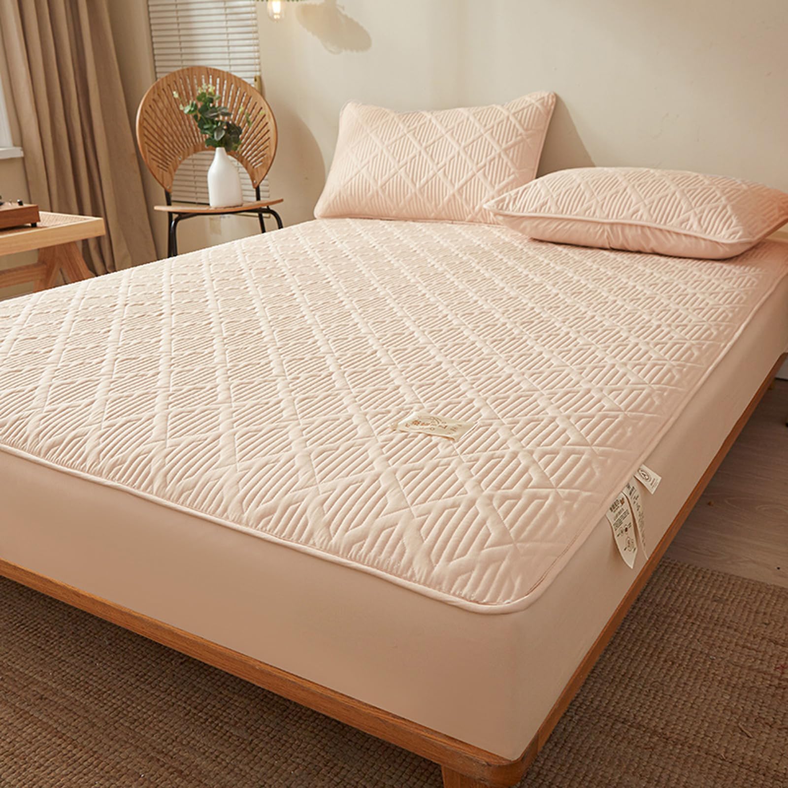Spannbettlaken 180x200 Khaki Baumwolle Großes Doppelbett