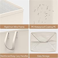 Vista 6 de Canasta de lavandería grande de 75 litros con asas, cesta de ropa sucia impermeable para dormitorio, canasta de lavandería alta independiente