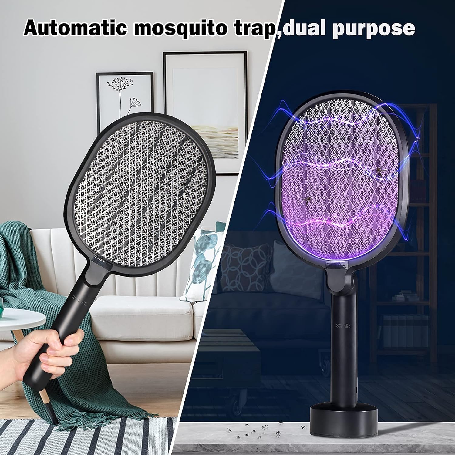 Zomake Electric Fly Swatter USB Rechargeable,Fly Killer Racket 3000