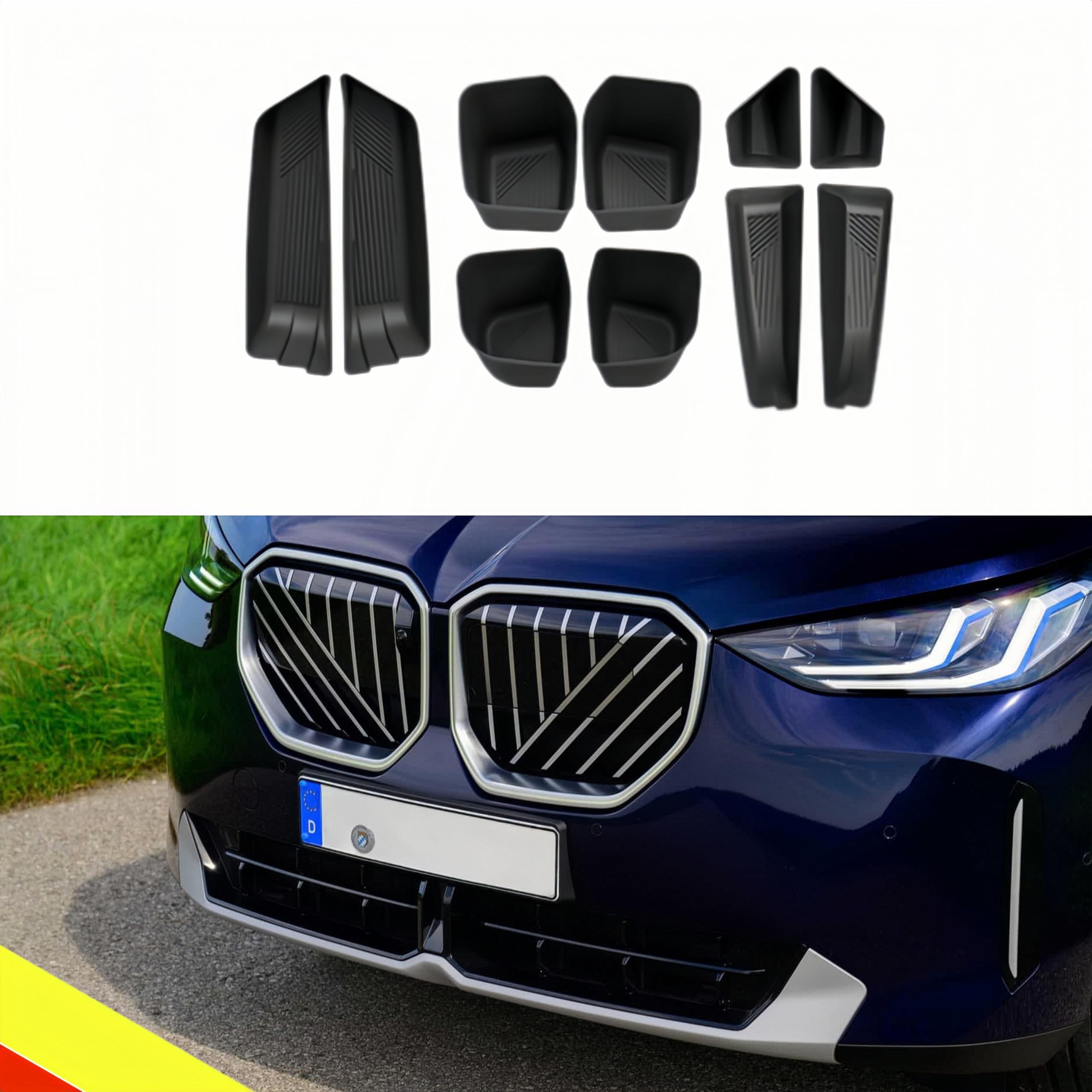 POETRYXIAO Organizer per portiera anteriore e posteriore dell'auto, adatto per BMW X3 G45 G48, set da 10 pezzi, accessori per interni dell'auto, impedisce lo scivolamento e riduce il rumore, nero