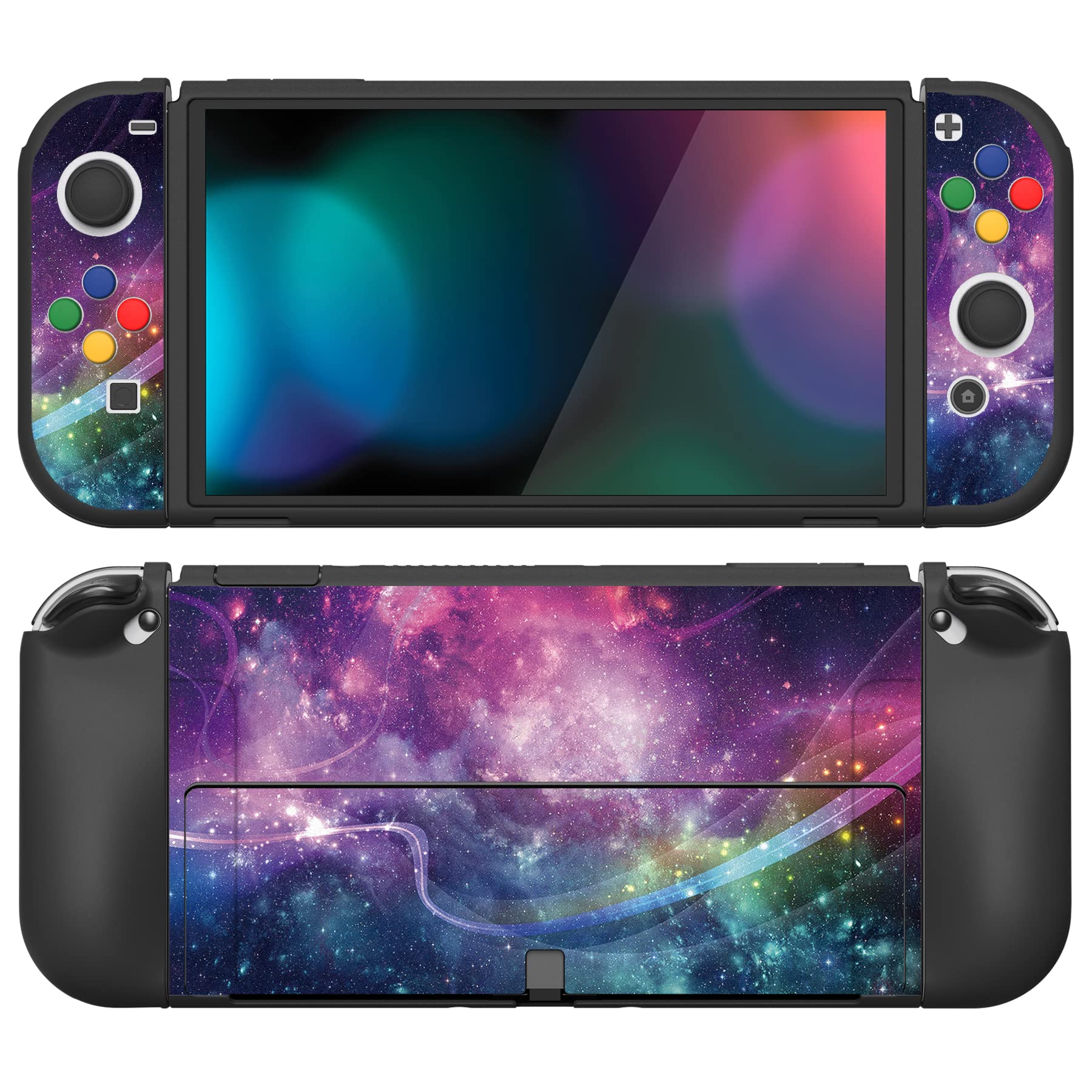 PlayVital Funda Suave para Nintendo Switch OLED - Carcasa Protectora Ergonómica para Joy-con, Grip Antideslizante con Tapas de Joysticks y Botones ABXY & Dirección (Gatos en Piscina) — view 28