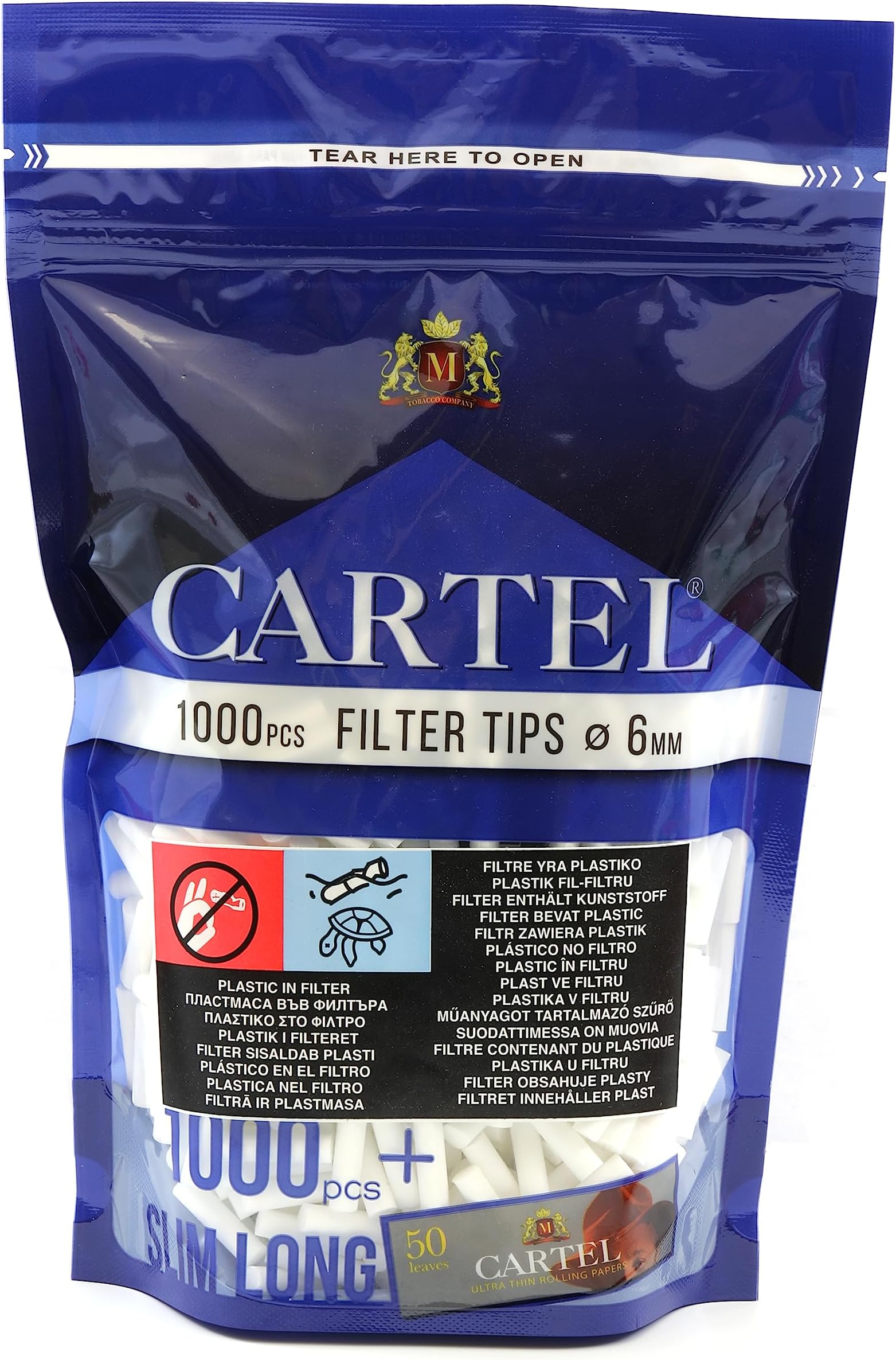 Cartel 1000 Filters - Slim 6mm Long 22mm Filter Tips + Extra Rolling Paper