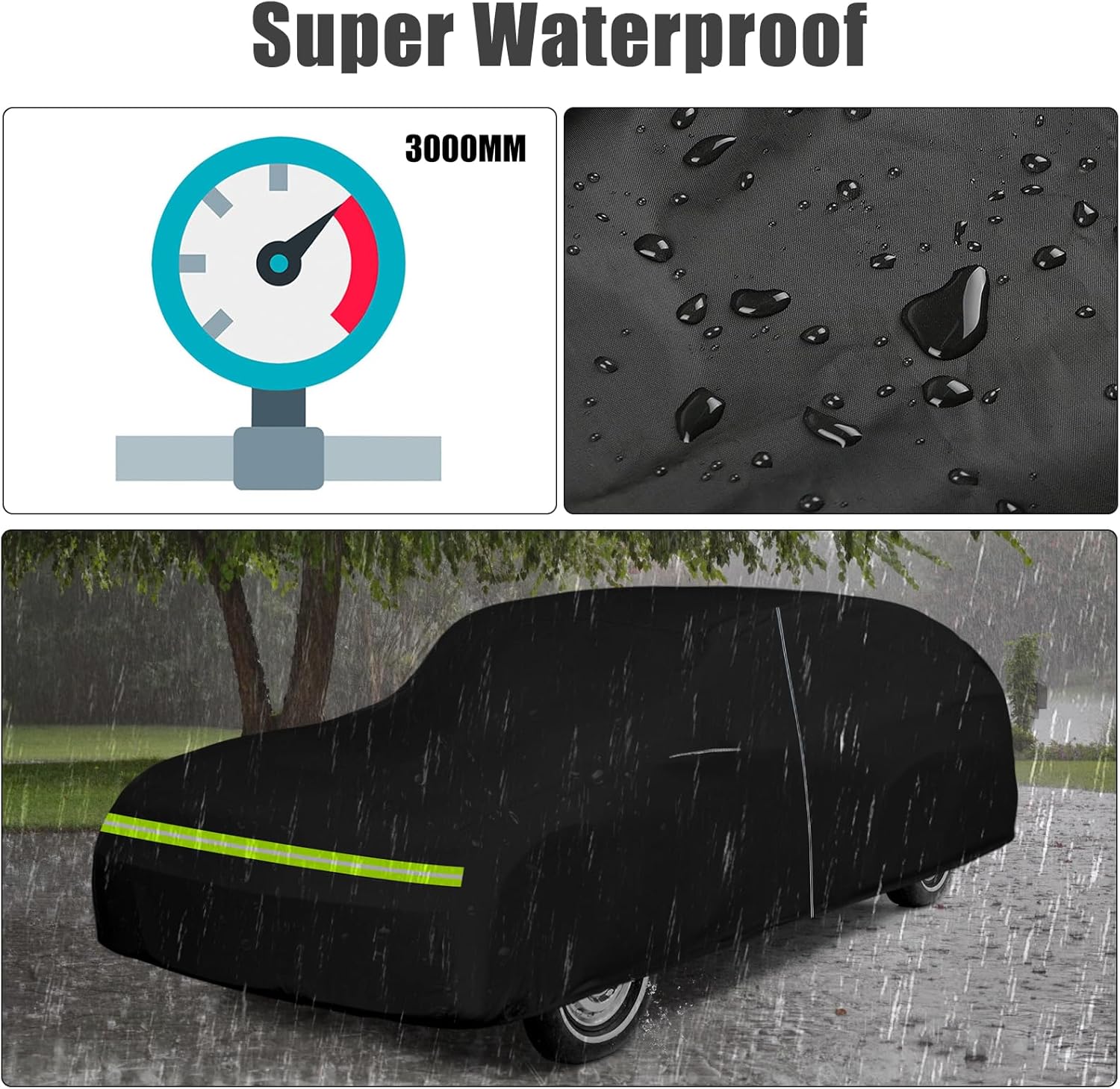 Waterproof Car Cover Fits for Station Wagon 213in up to 226in 300D All Weather Car Covers with Inner Cotton for Dust Snow Rain Hail Protection