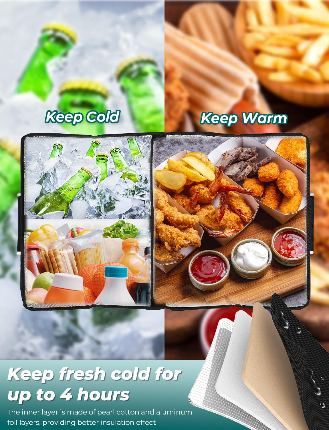 YOHOOLYO Car Trunk Organizer Cooler Bag Insulated Collapsible Trunk Organizer for SUV with Multi Compartments Lid