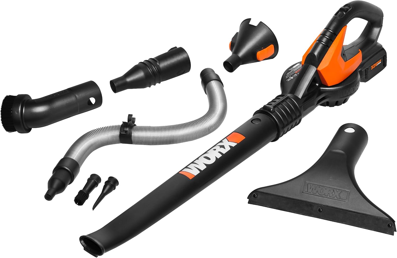 WORX WG575.1 AIR 32V Cordless Battery-Powered Leaf Blower/Sweeper with Accessory Attachments and Bag