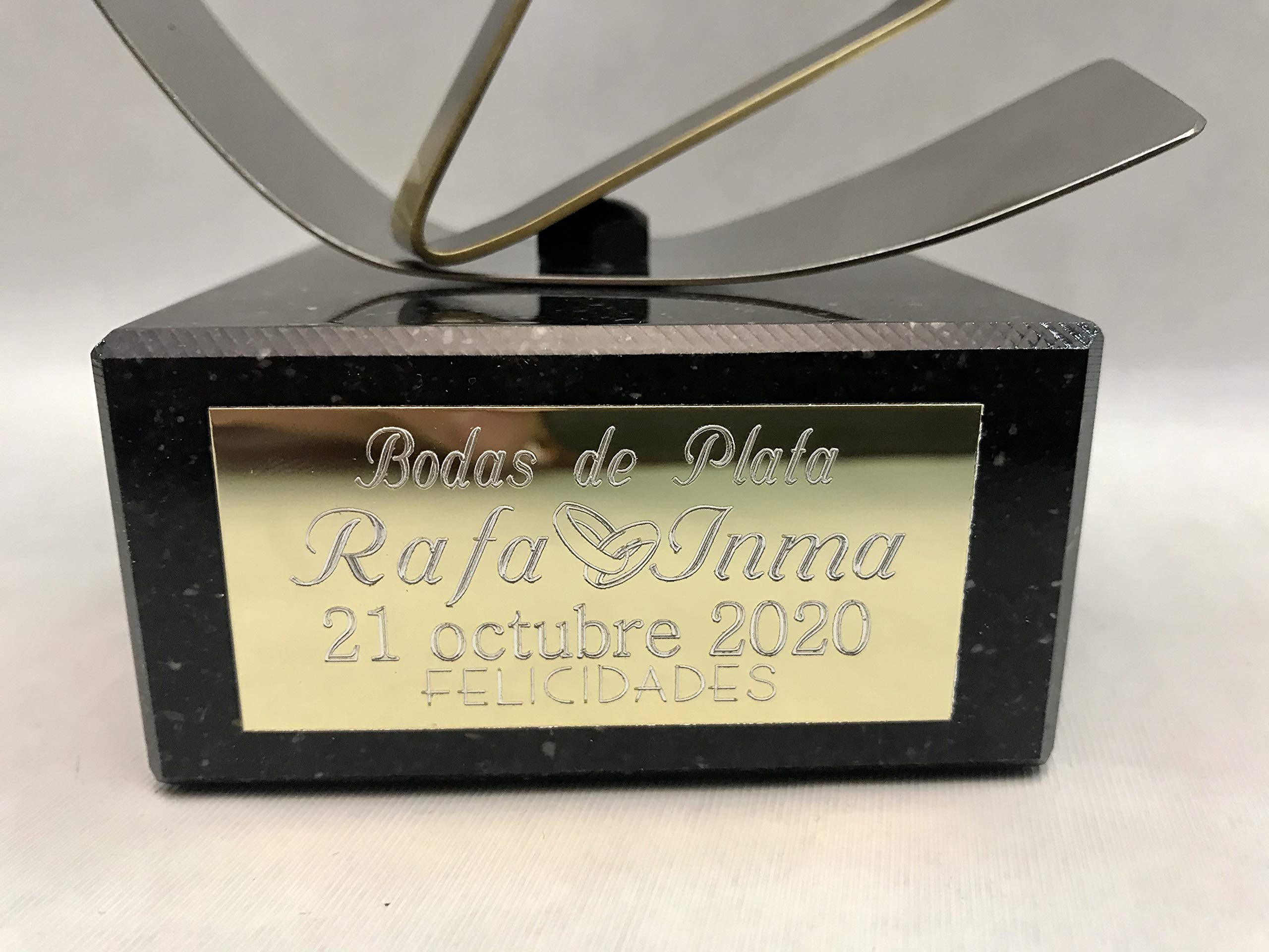 Regalo para bodas de plata GRABADO figura corazón 25 aniversario regalos PERSONALIZADOS + 8 globos de regalo