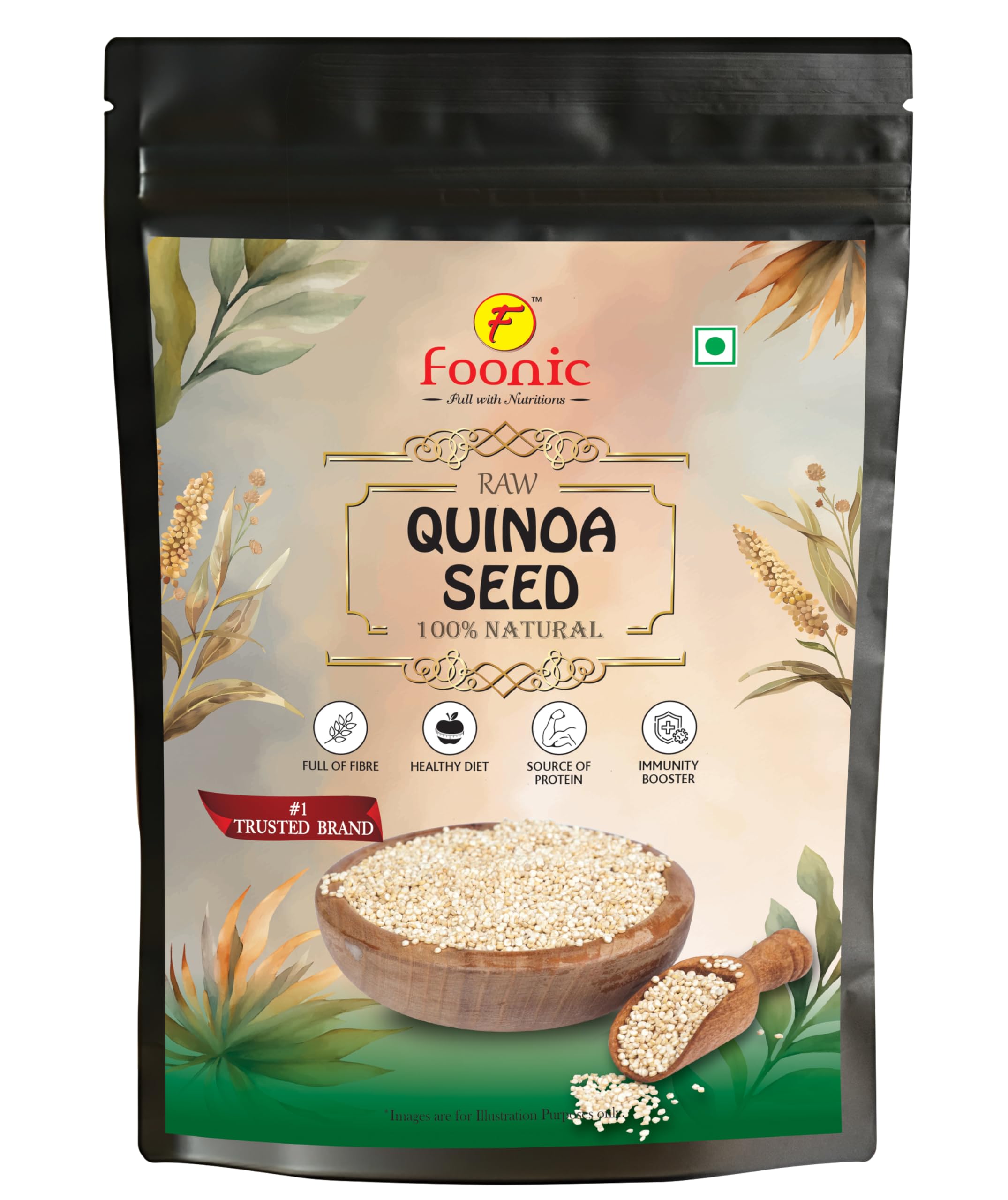Foonic Raw Quinoa Seeds 1Kg | 100% Natural Gluten-Free Super Grain | High Protein & Fiber | Healthy Alternative to Rice (Pack of 5)