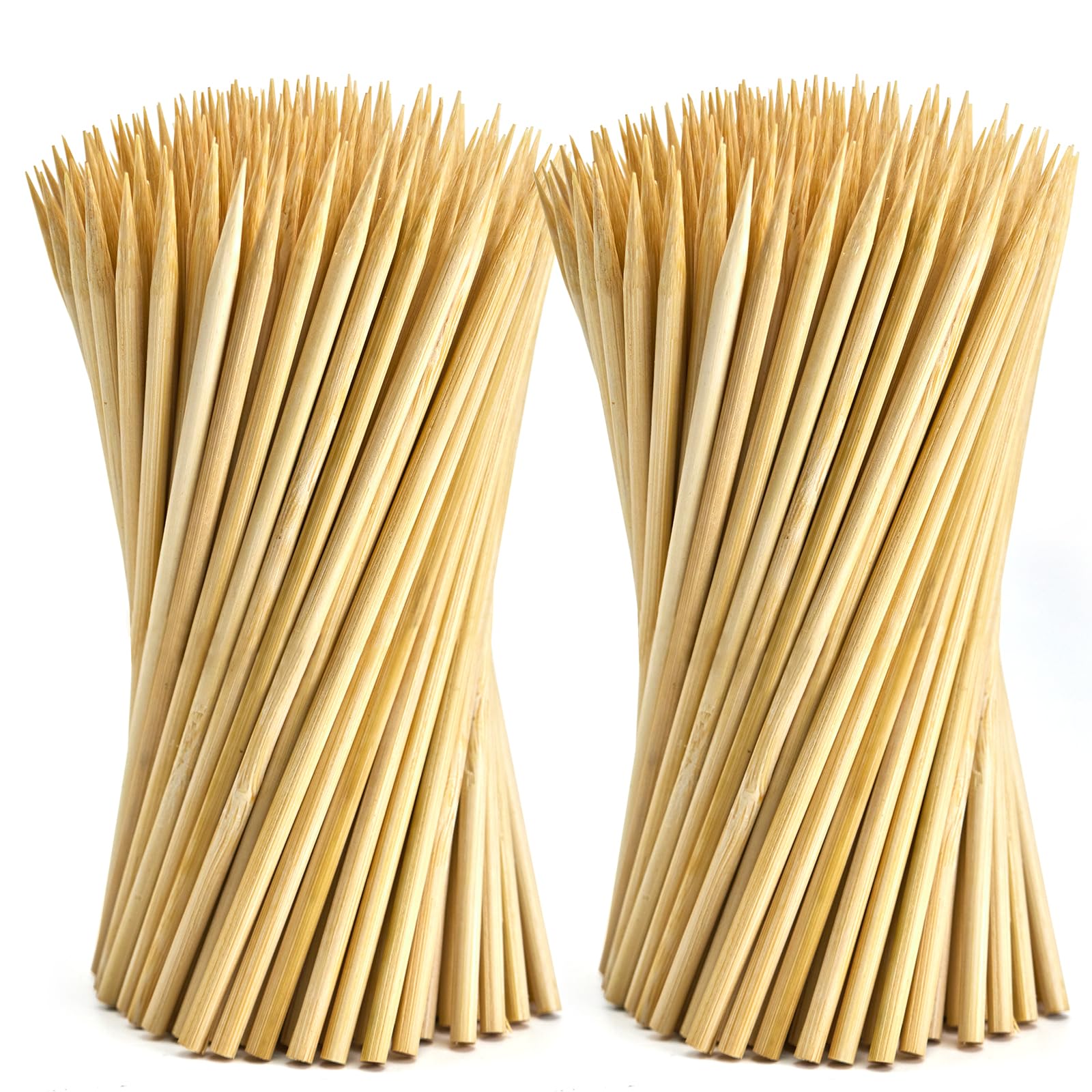 200PCS 6" Bamboo Skewers, Φ=4mm - Natural Wooden Skewers for Appetizers, Fruit Kabobs, Chocolate Fountain, Grilling - Food Skewer Sticks for BBQ,