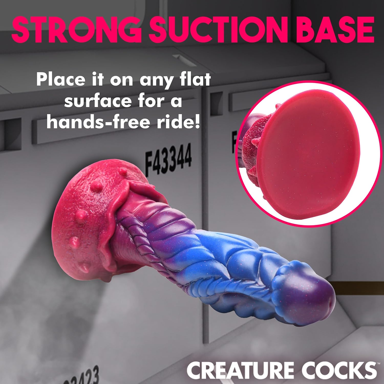 CREATURE COCKS Alien Silicone Dildo for Men, Women & Couples. Firm and Flexible, Strong Suction Base, Sci-fi Fantasy Dildo. Premium Phthalate-Free & Body-Safe Silicone. 1 Piece, Purple, Blue & Pink