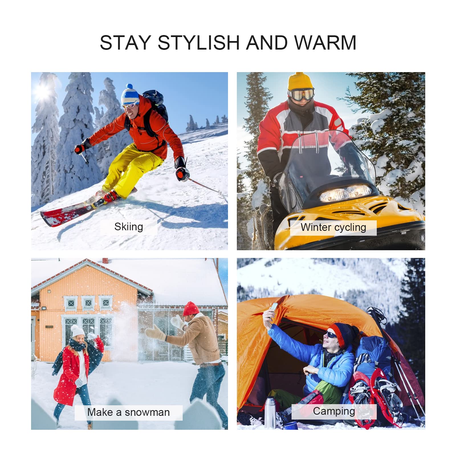 LumiSyne Invernali 3 Pezzo Cappello Sciarpa Guanti Per Uomo Donna Tinta Unita Cappello In Maglia a Rombi Sciarpa Lunga Guanti Touch Screen Berretto Bobble Lana Morbida Fodera In Pile Morbido Termico