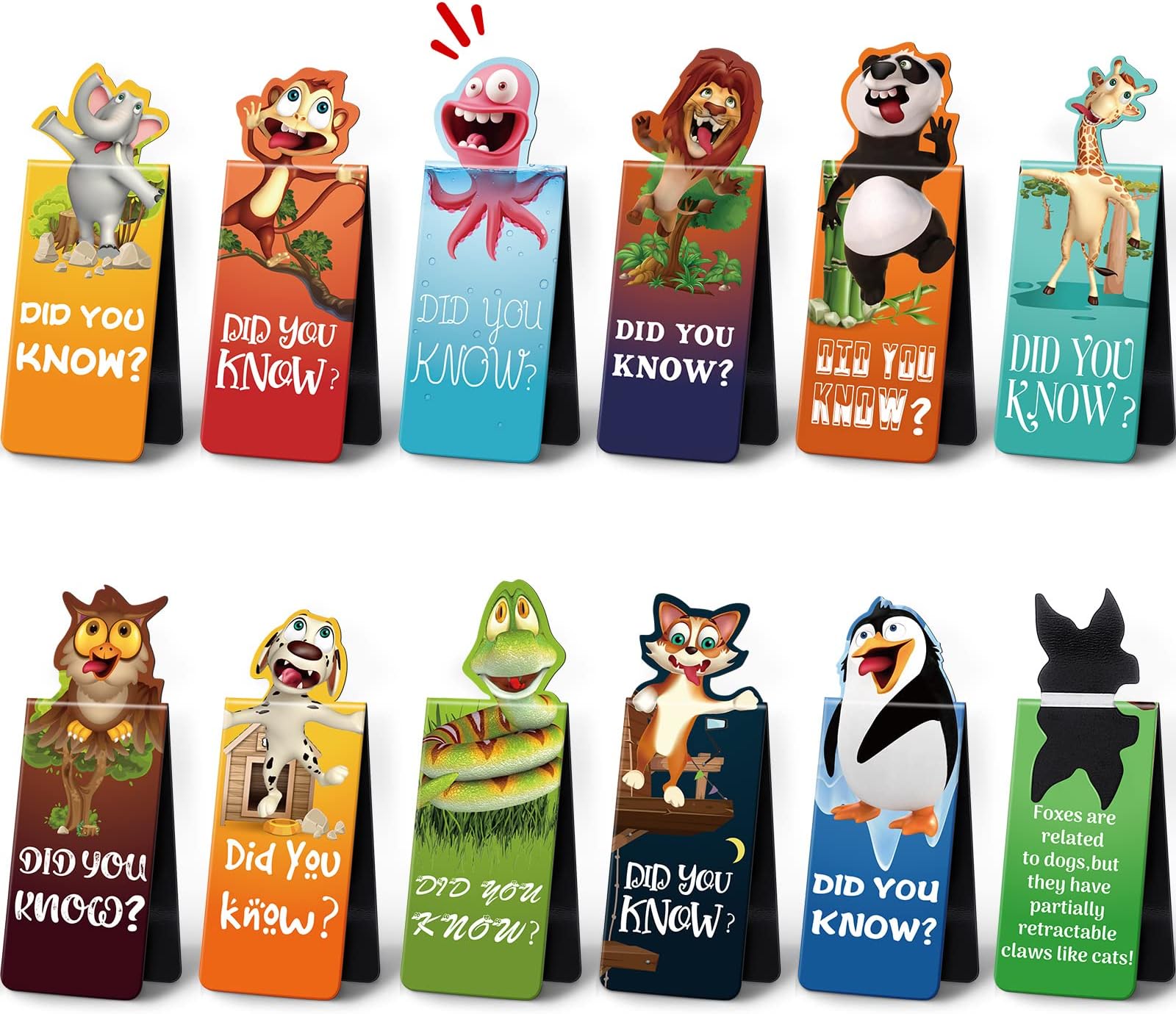 Sepamoon 12 Pieces Magnetic Bookmarks Book Marks Cute Magnet Page Markers Page Clips Bookmark Funny Animal Magnetic Bookmarks for Students Teacher Reading Party Favor (Dinosaur Style)