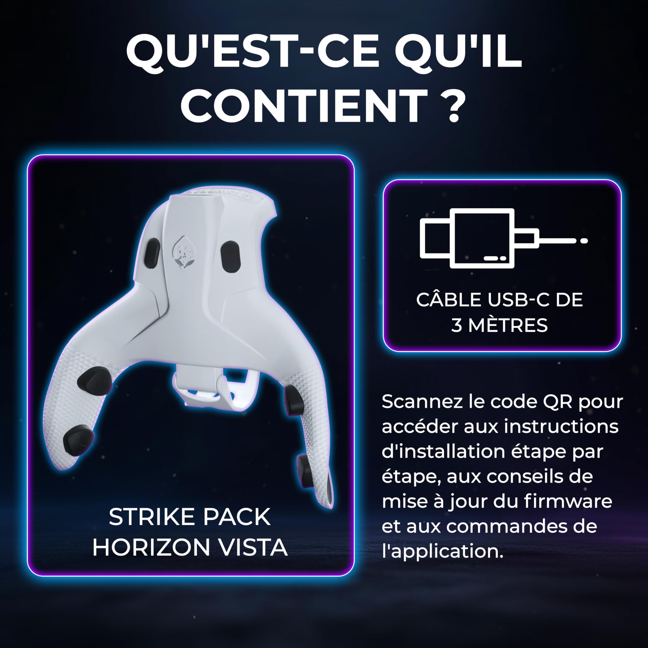 Collective Minds Strike Pack Horizon Vista pour PS5 | 4 Boutons Arrière | Pack MOD via Application | MODs Optimisés pour le Jeu | Connexion USB Filaire | Compatible Manette PS5 DualSense & PC