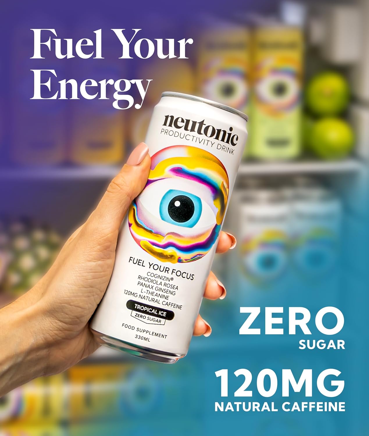 Neutonic Nootropic Productivity Energy Drink | Tropical Ice 12 Cans | 120mg Natural Caffeine, Zero Sugar | Support Memory, Mental Clarity, Cognitive Function | Boost Focus, Energy, Brain Health - Image 6