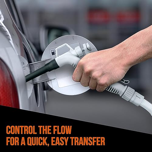 Miniatura 2 de Deway Bomba automática de transferencia de combustible con boquilla para control rápido de flujo y parada, manguera extra larga, bomba de líquido