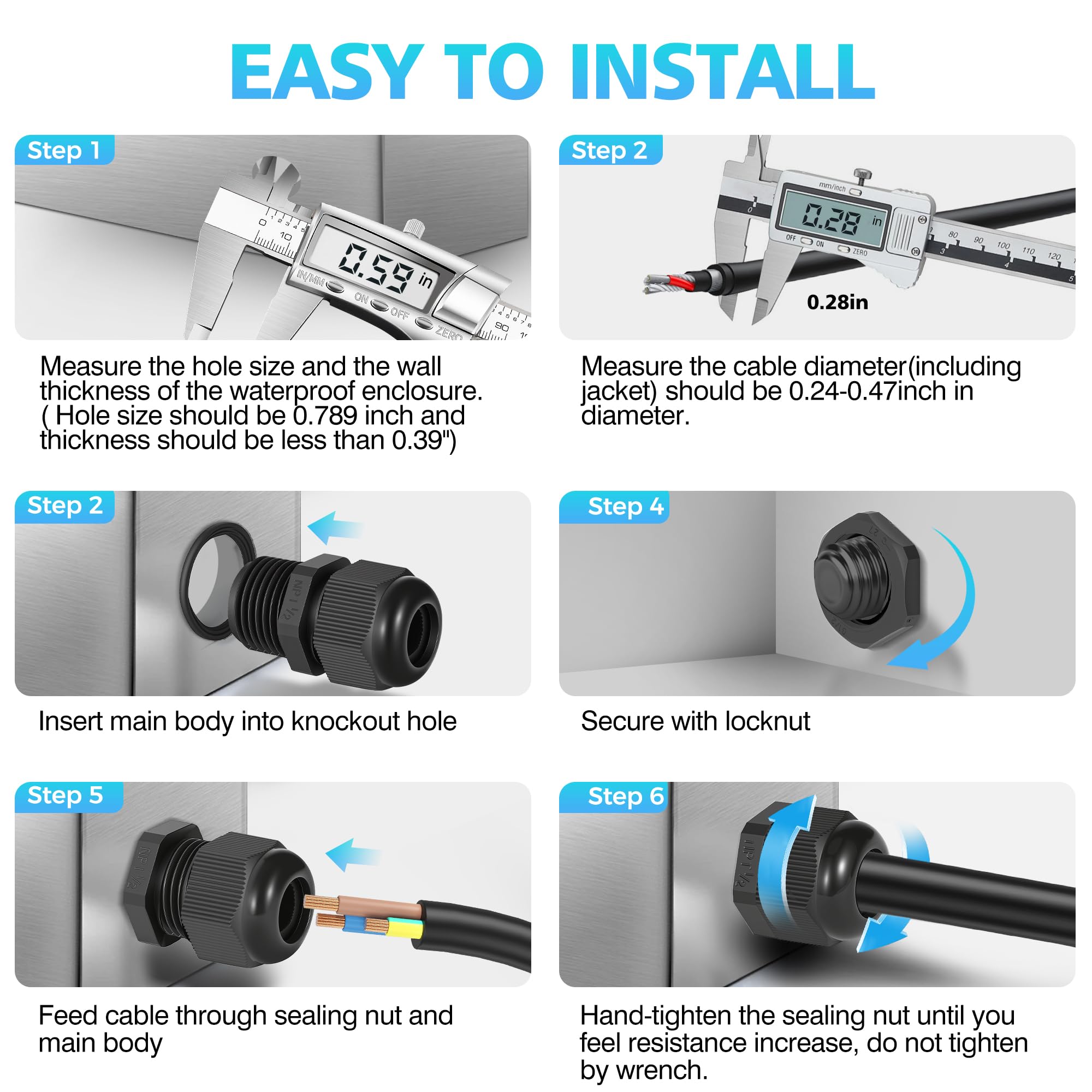 Waterproof Cable Gland - IP68 Protection -6 Waterproof Cable Gland - IP68 Protection -6
