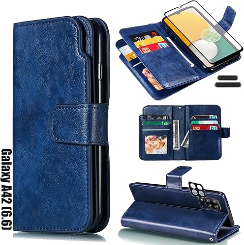 Miniatura 7 de LMDAMZ Funda tipo cartera para Galaxy A42 (5G) de 6.6 pulgadas 3+ ranuras para tarjetas Tarjeta de visita de identificación, ranura para tarjetas de