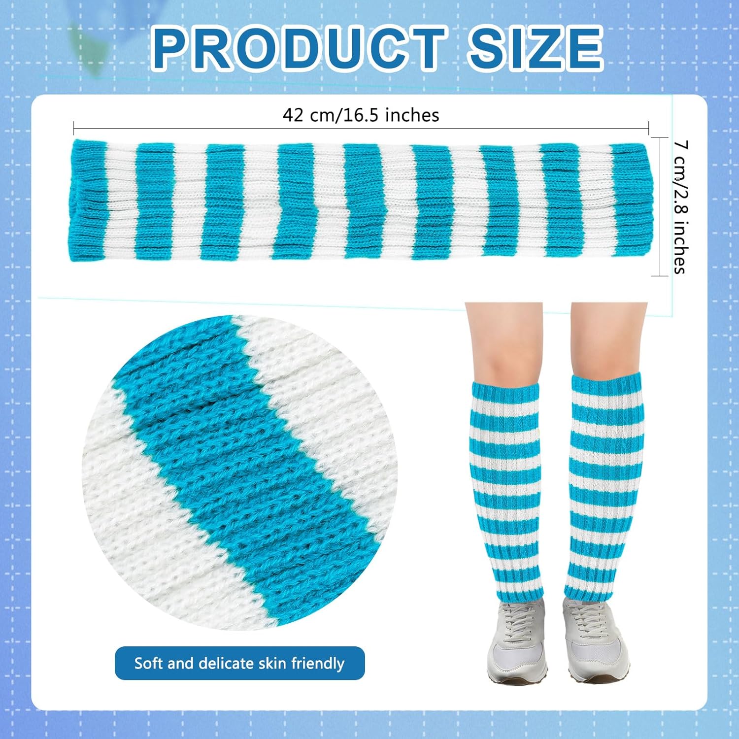 Junely Leg Warmers for Women Striped Leg Warmer Knit Legwarmers Cosplay Costume Accessories - Image 5