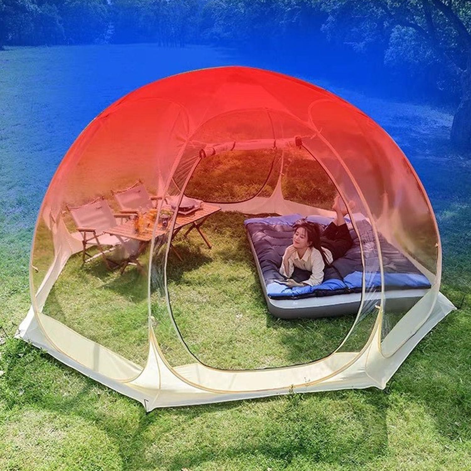 Iglu Zelt Bubble Outdoor Gartenkuppel Blasenzelt Wetterfestes Wasserdicht Bergroßes Transparentes Pop Up Pavillon 3-12 Personen Camping Party Hochzeit (450x450x220cm)