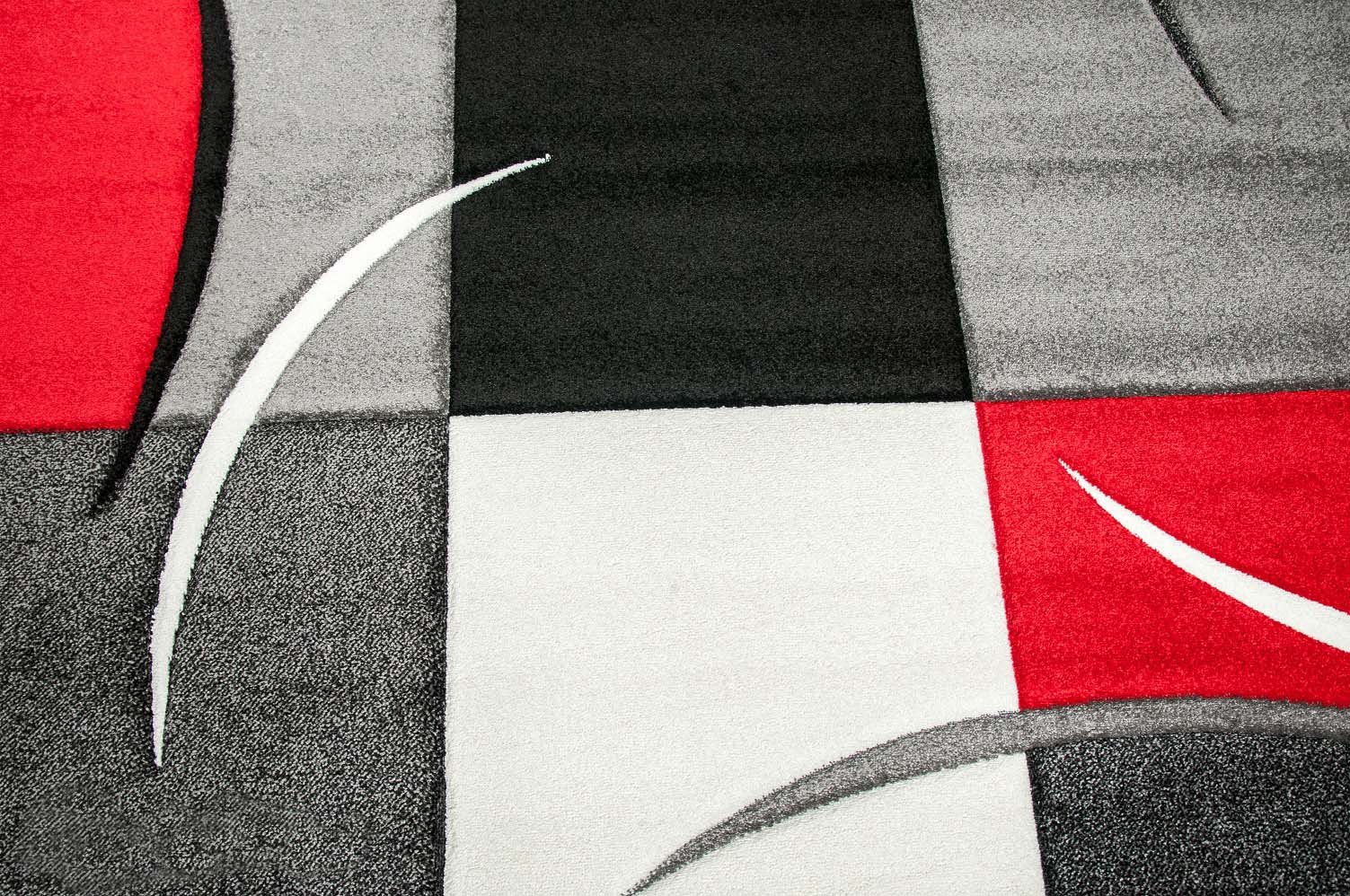 Traum Living Designer Stanza Tappeto Tappeto Moderno, Moquette Mucchio Basso con Motivo a Diamante Taglio Contorno Rosso Grigio Bianco Nero Größe 120x170 cm