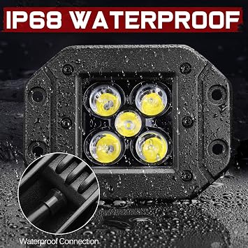 Flush Mount LED Pods, Lumimotor 2Pcs 5 Inch CREE LED Bumper Lights Flush Mount Off Road Fog Lights for Truck SUV ATV UTV Boat 4x4