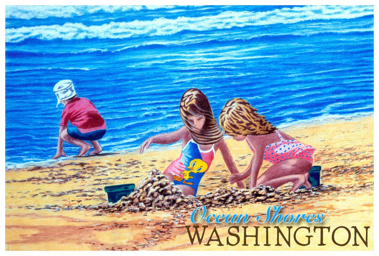 Amazon.com: Ocean Shores Washington Kids In Sand Giclee Art Print