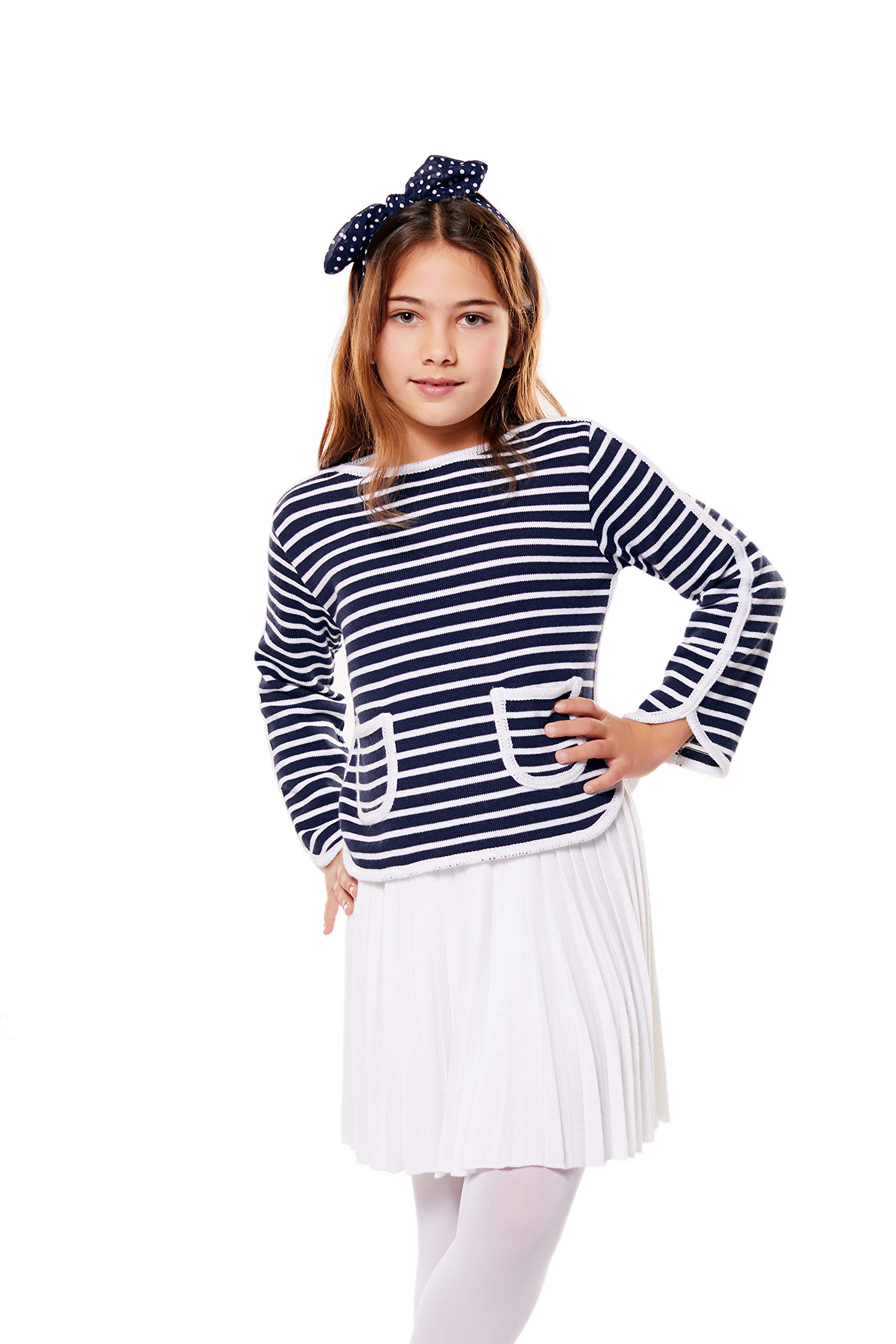 Ensemble fille pull marin et jupe plissée pour moments joyeux