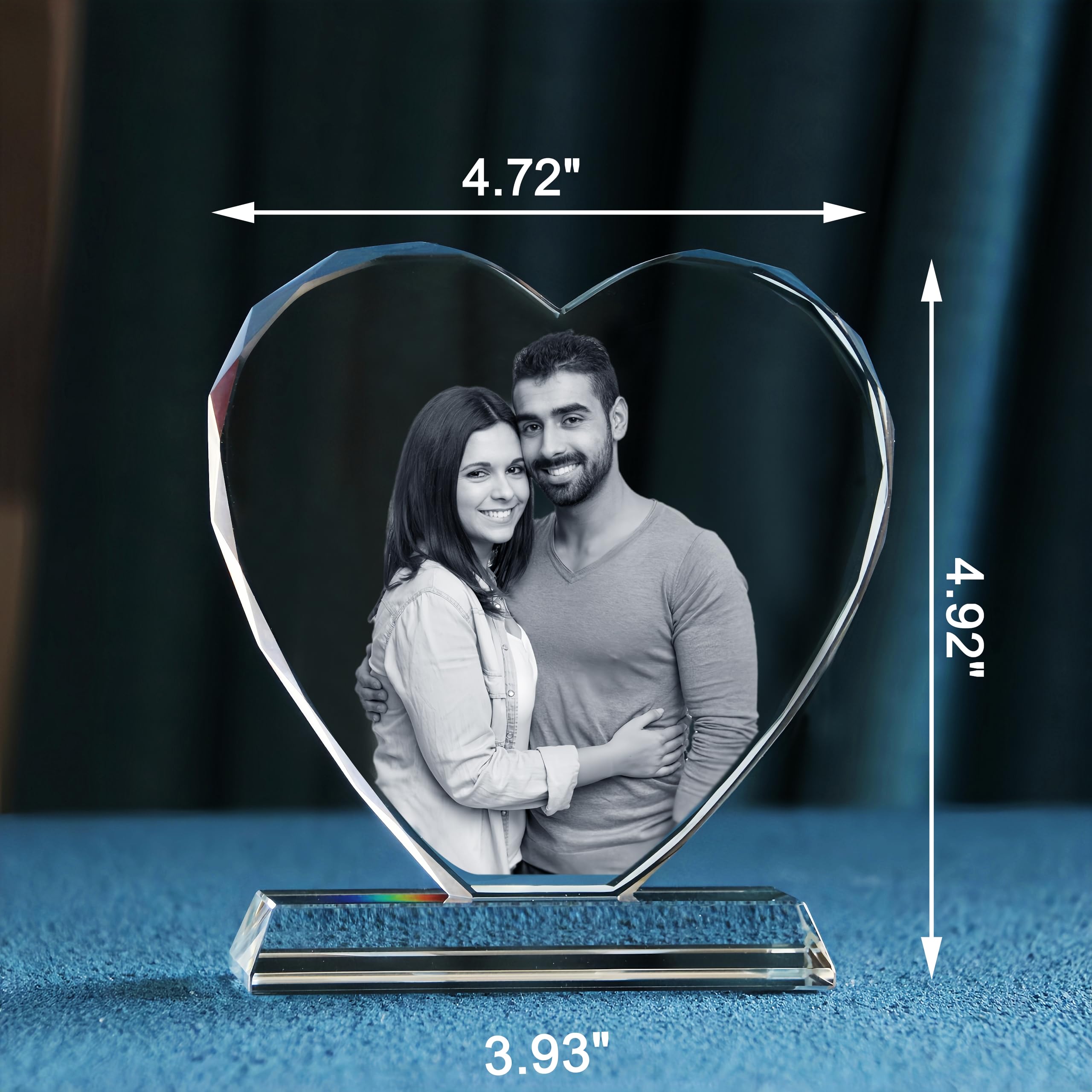 QIANRUNA Personalized Gifts for Women Men, Customized Crystal Photo for Anniversary, Birthday, Memorial Gift, Customized Gift with Your Own Photo for Father, Dad, Wife, Her, Grandpa