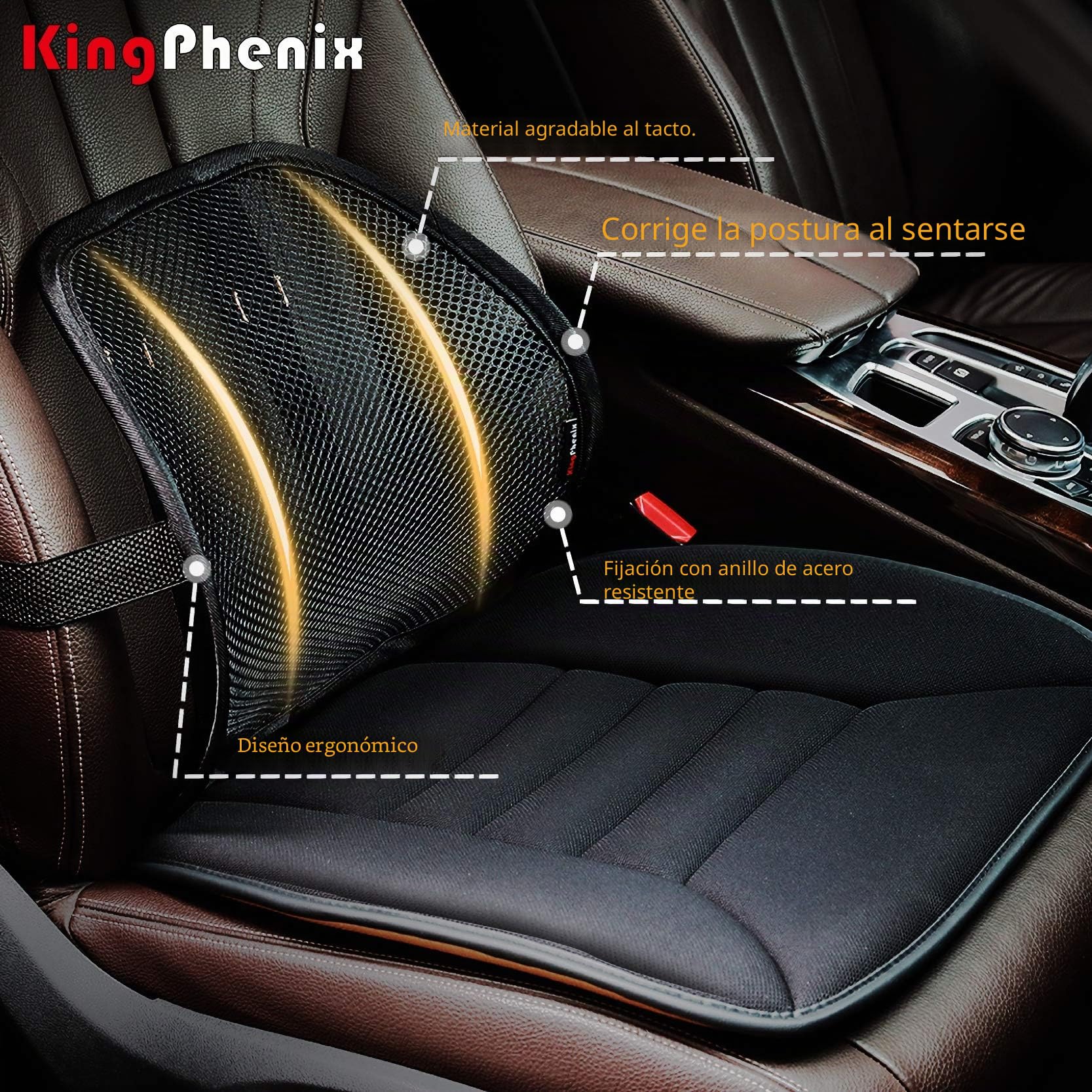 kingphenix Juego de 2 soportes de malla transpirable para coche, silla de oficina