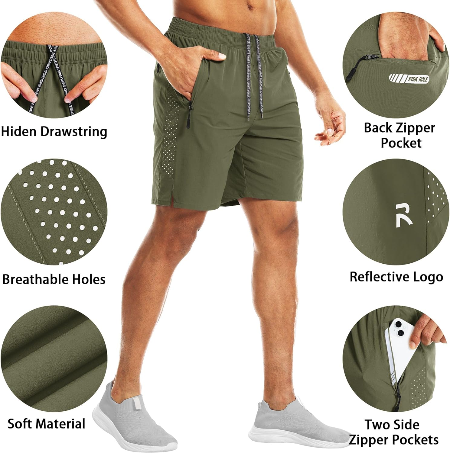 Men's Workout Athletic Shorts 2 Pack 7 Inch Inseam Lightweight Quick Dry Running Shorts Hiking Gym Basketball Shorts - Image 4