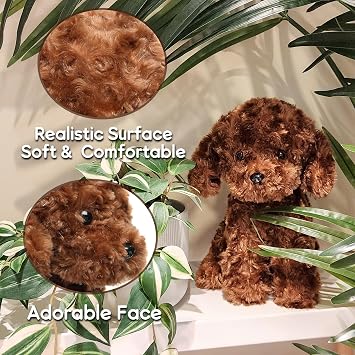 WEIGEDU Adorable Labradoodle Plush Toy Fluffy Red Brown Poodle Stuffed Animal Dog Puppy, 12.6 - Perfect for Kids, Babies, Birthday, Nursery