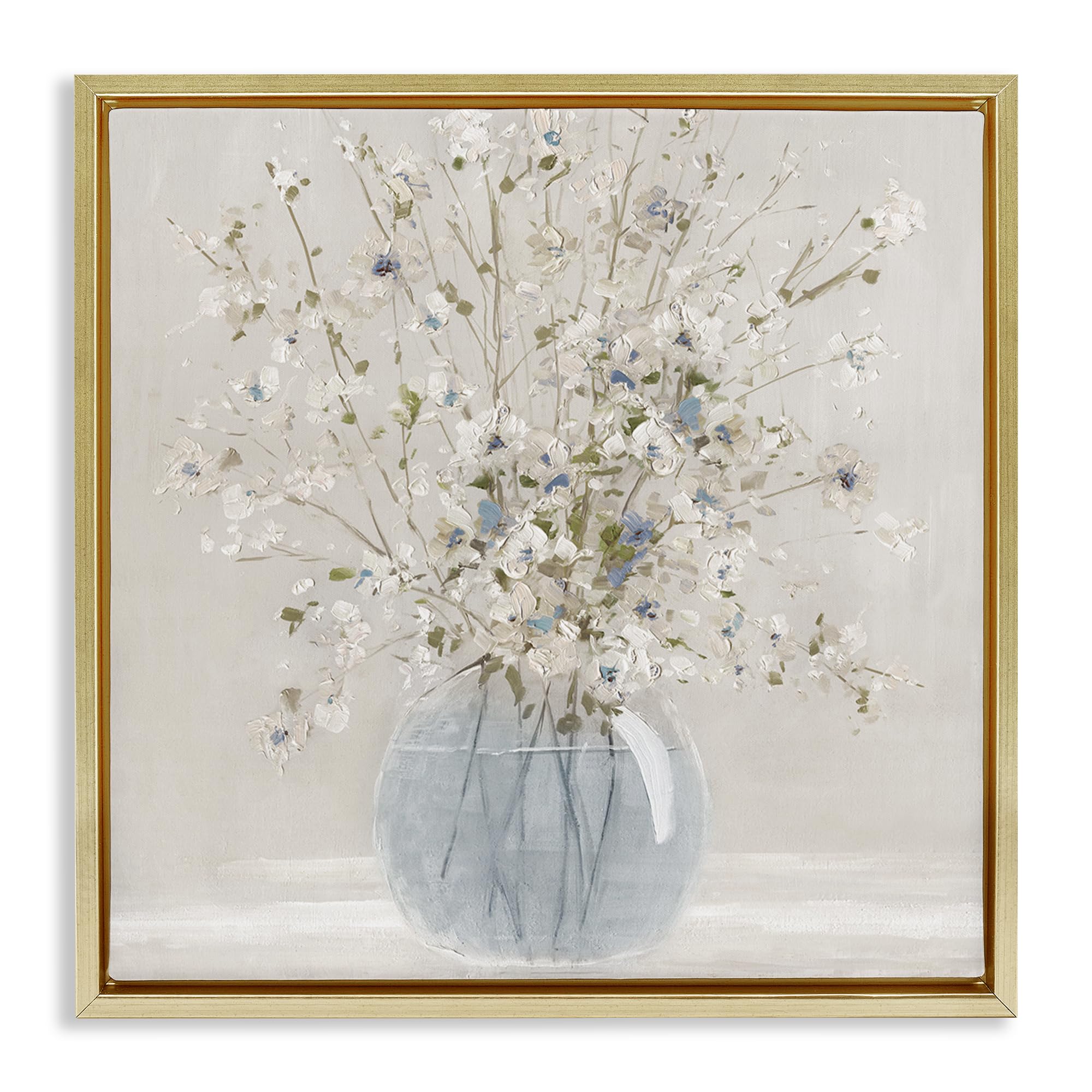 Stupell Industries Metallic Gold (Matte) Subtle Glass Vase Bouquet, 17 X 17 Inch Canvas In Floater Frame