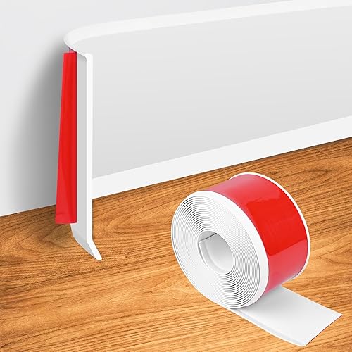 Moldura para zócalo de pared de 4 pulgadas x 26 pies, moldura para despegar y pegar, base de vinilo autoadhesivo flexible para pared, piso, esquina