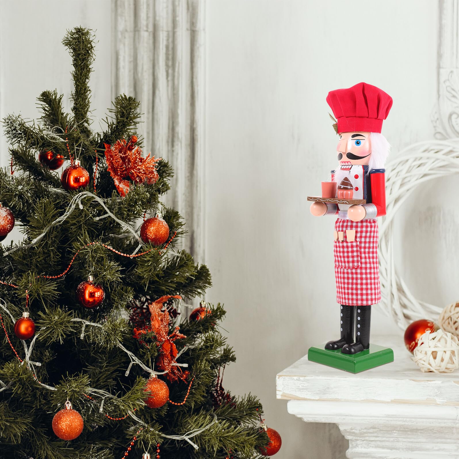 Toyvian Bäcker Nussknacker Figur Kleine Tischdeko Nussknacker Soldat Weihnachts Dekoration für Regal und Schreibtisch