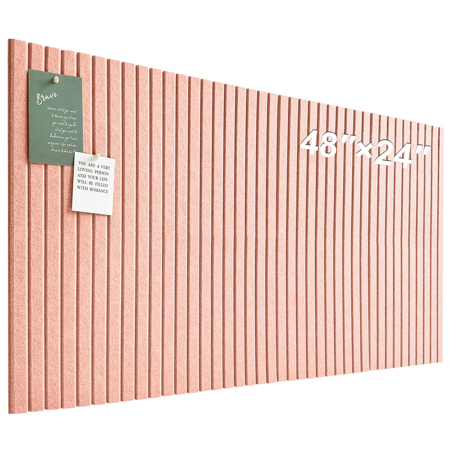 Large Cork Board for Office, 8 Pack Felt Wall Tiles with Slat Wall Paneling and Safe Removable Adhesive Tabs, Felt Bulletin Board Pin Board Cork Boards for Walls - Pink