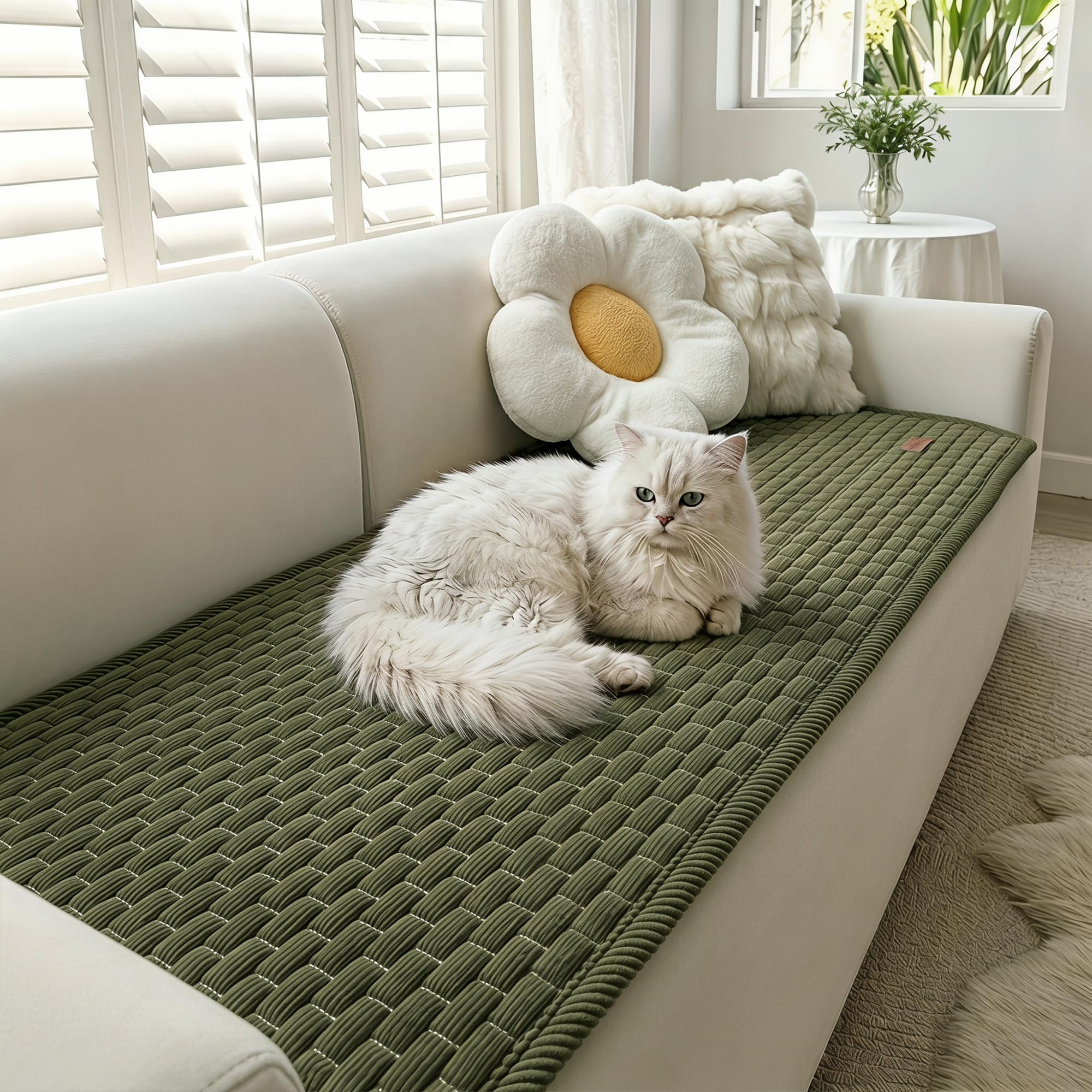 Edlbaegy Sofa Cover Slipcovers Furniture Protector Corduroy Green 70x150cm