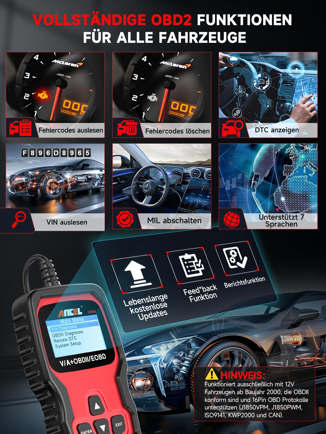 OBD2 Diagnosegerät für VAG/VW/Audi/Skoda/Seat Auto Fehlercode Auslesegerät